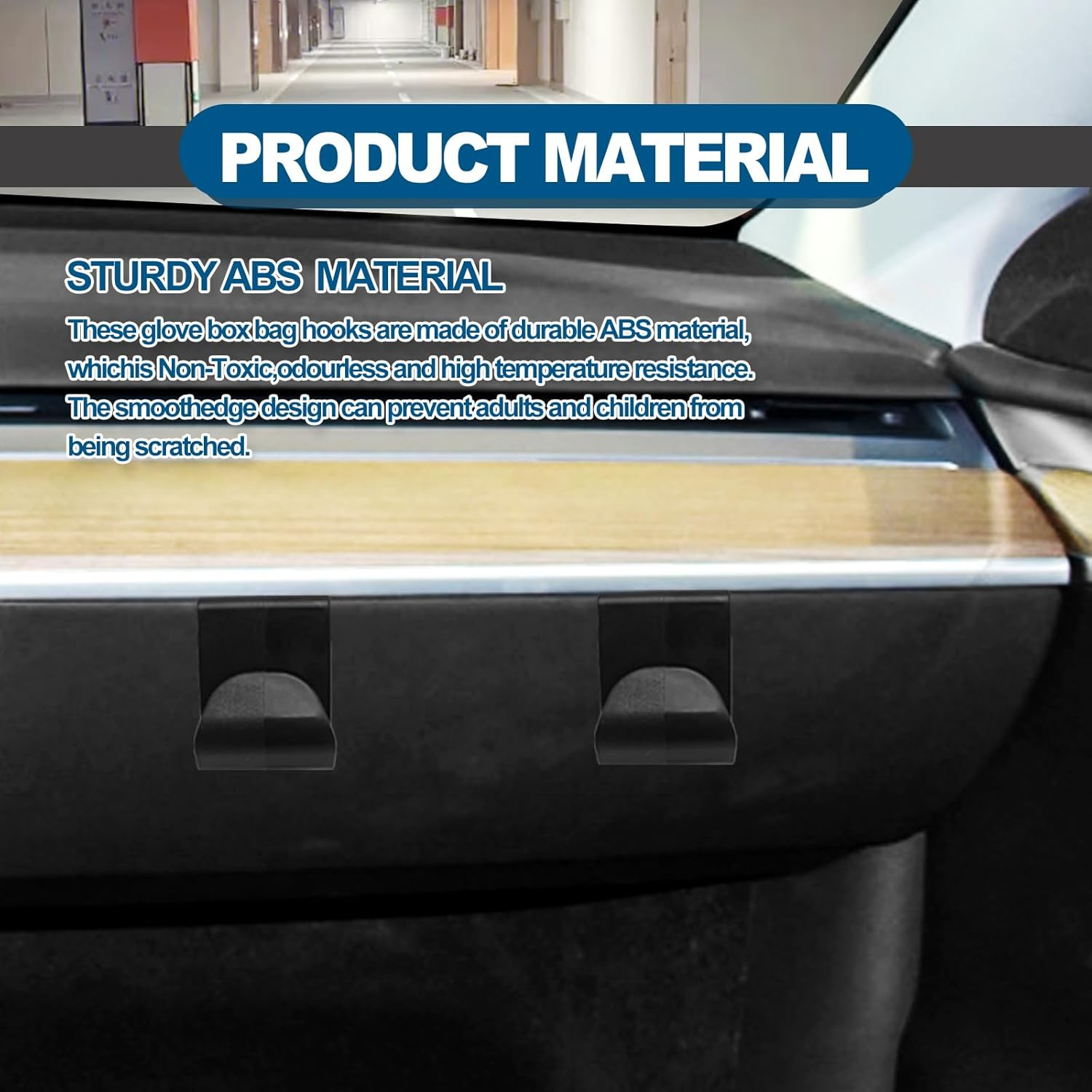 RBOKO 2PCS Glove Box Hooks, Compatible with 2020-2023 Tesla Model Y and 2017-2023 Model 3 Accessories, Glove Box Organizer Bag Holder, Storage Hanger Clip image number 2