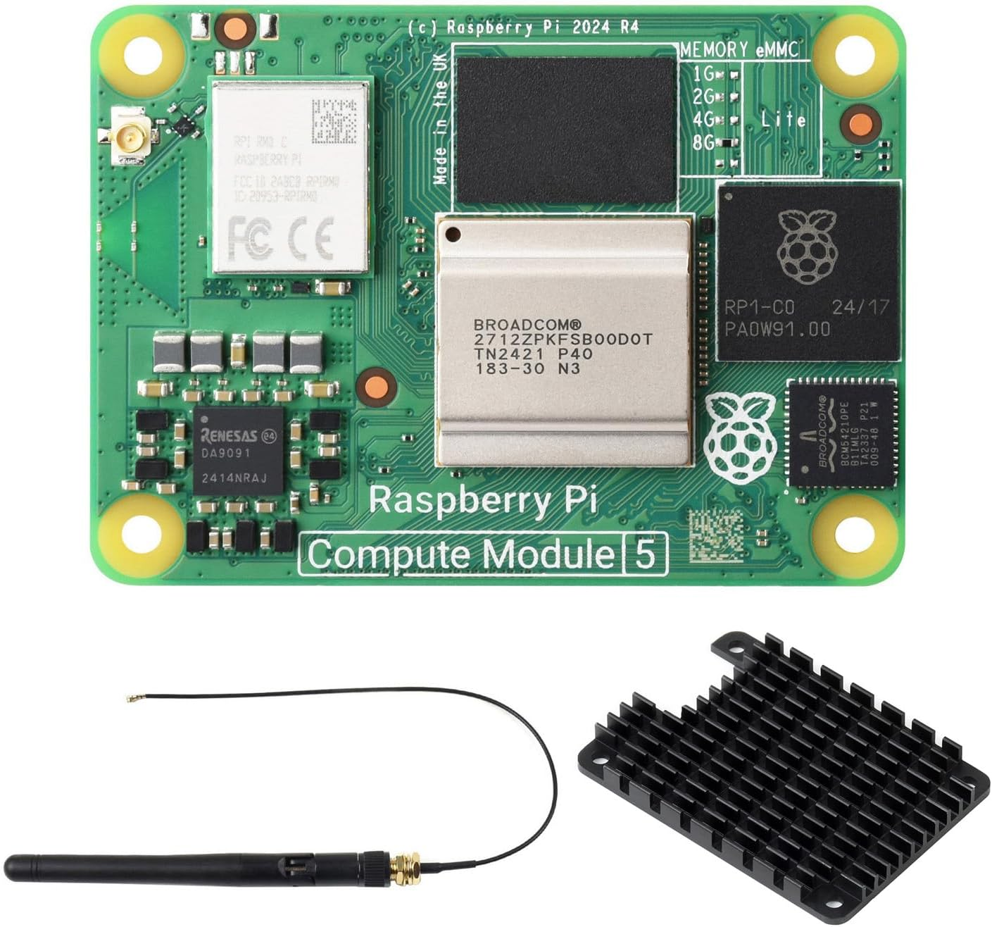 Waveshare CM5 Pi Compute Module 5, Comes with an Official Raspberry Pi CM5108000 (With Wire-Less, 8GB RAM, 0GB (Lite) Emmc Flash), an Antenna Kit and a HEATSINK (3 Items) image number 6