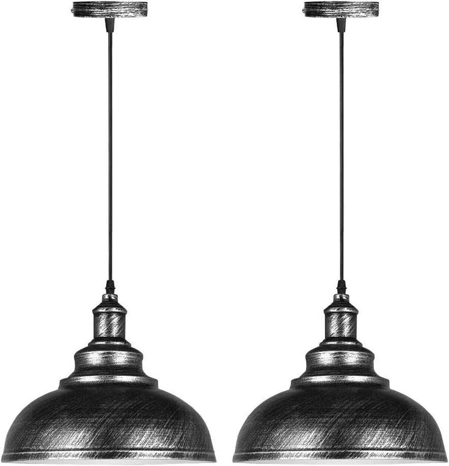 Idegu Pack of 2 Pendant Light Industrial Vintage Pendant Lamp E27 Retro Lamp Metal Pendant Lamp for Kitchen Dining Room Living Room Restaurant Diameter 29 Cm (Bronze)