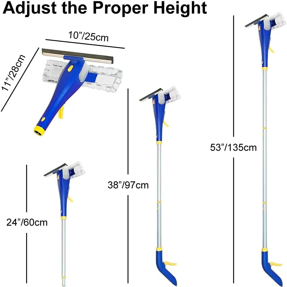 XUCAI Window Squeegee with Spray - 59'' Spray Window Cleaner Extendable Window Cleaning Tool Combo with Spray Bottle for Glass Clean Solution image number 1