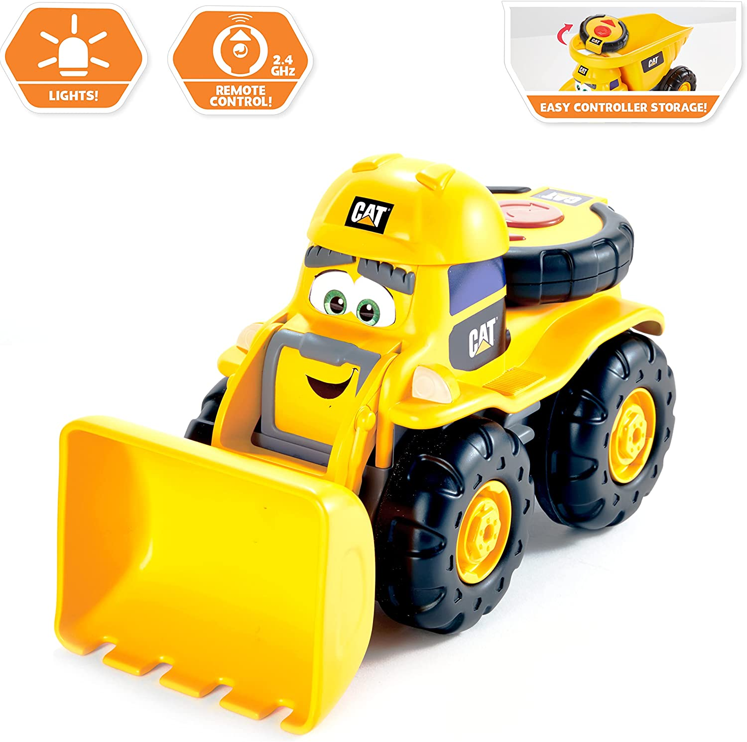 CAT Construction Toys, RC Remote Control Loader Truck - 10.5 Inch Length, Child Friendly Controller, Stowable Controller, Working Headlights - Batteries Included! image number 5