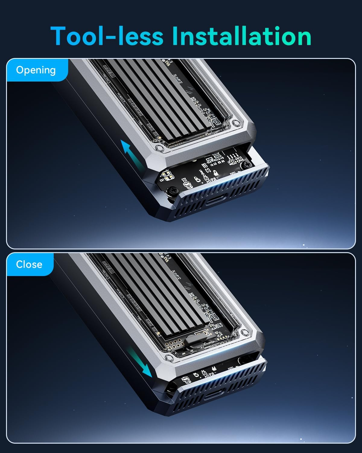 Yottamaster 40Gbps M.2 Nvme SSD Enclosure with Cooling Fan, Tool-Free Aluminum Nvme Enclosure, Support 4TB M.2 Nvme 2230/2242/2260/2280(M Key), Compatible with Thunderbolt 4/3/USB4/3.2 image number 1