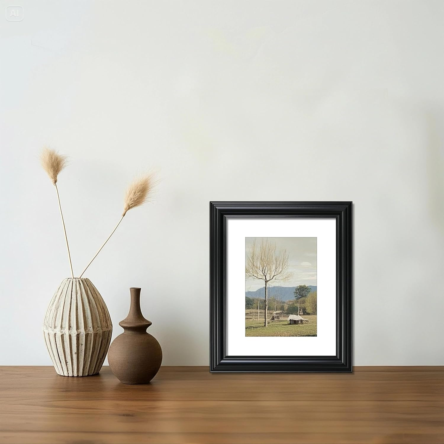 VIOLABBEY 20 X 25 Cm Black Picture Frame - Vintage Photo Frame, Fits 13 X 18 Cm with Mount or 20 X 25 Cm without Mat, for Wall Mounting or Table Decoration