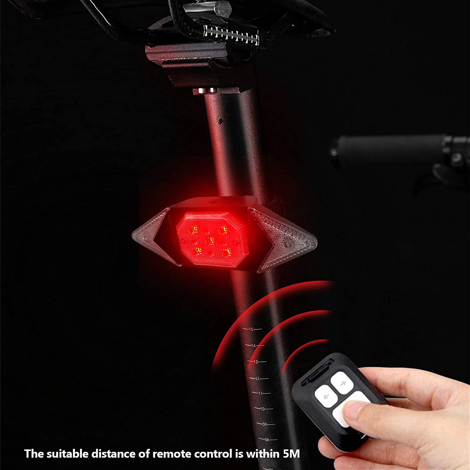 Bike Lights Front and Back Rechargeable, Maketheone Super Bright Bicycle Headlight and Tail Light Set Turn Signals, Easy to Install Safety Flashlight Warning Rear Blinkers for Night Riding Cycling image number 4