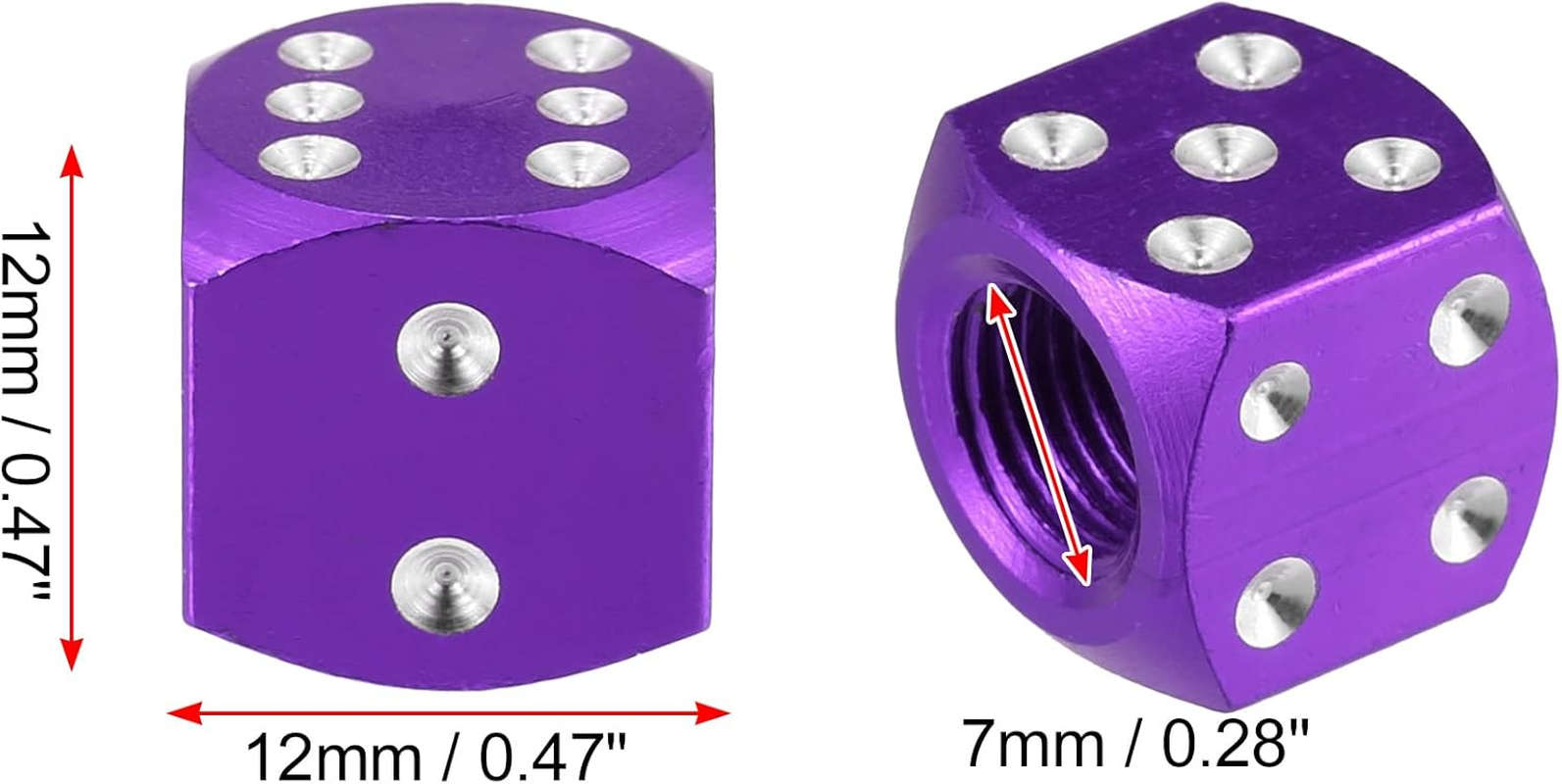 X AUTOHAUX 4Pcs Aluminium Alloy Purple Tire Valve Caps Wheel Valve Covers Dustproof for Car Truck - Purple image number 6
