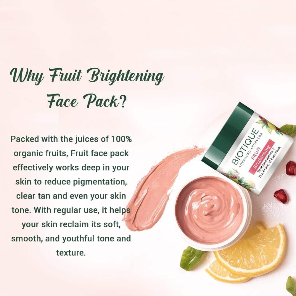 Biotique Fruit Whitening & Depigmentation Face Pack 75G/2.65 Fl.Oz. image number 4