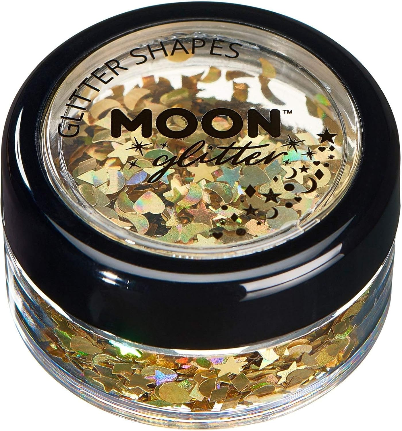 Holographic Glitter Shapes by Moon Glitter &ndash; 100% Cosmetic Glitter for Face, Body, Nails, Hair and Lips - 3G - Gold