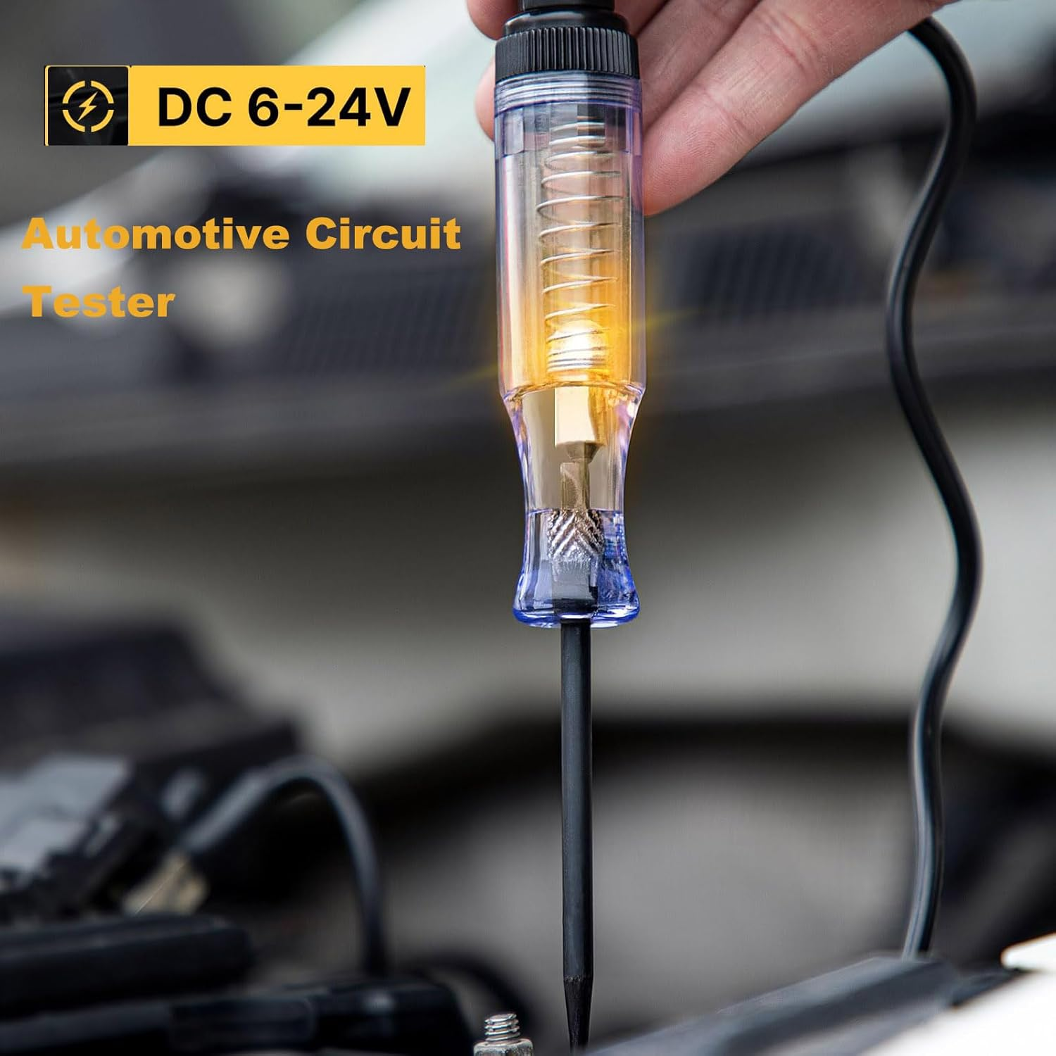 Test Light Automotive, Circuit Tester 6V-12V-24V Car Electrical Pen with Alligator Clip Long Stainless Probe, Continuity Voltage Fuse Dual Color Polarity Indicator for RV,SUV, Sedan and Truck image number 4