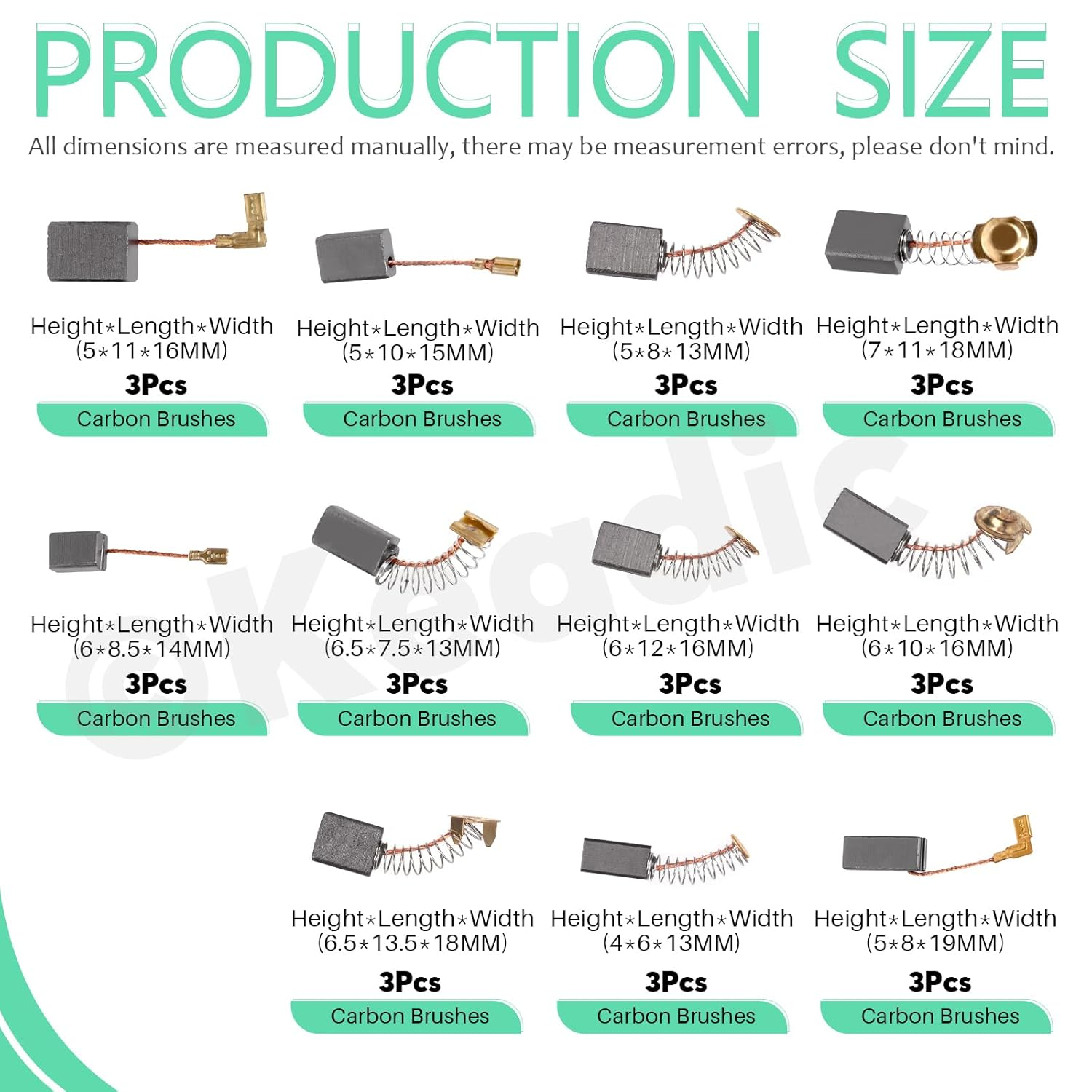 Keadic 69Pcs 23 Sizes Electric Motor Carbon Brushes Replacement Assortment Set, Power Tool Motor Brush for Grinder & Electric Motors image number 2