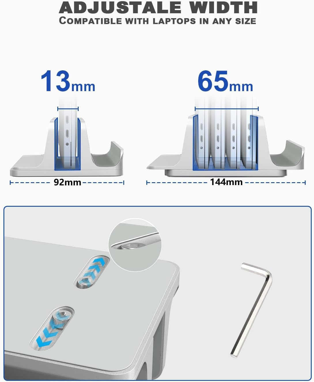 PHOCAR Vertical Laptop Stand, 2-In-1 Design for Laptop and Cellphone, Laptop Vertical Holder for Desk, Gaming Laptop Base, Cell Phone Holder Compatible with Macbook Air Pro, Ipad Mini Pro Air, Iphone, HP, Dell, Surface, Chromebook image number 5