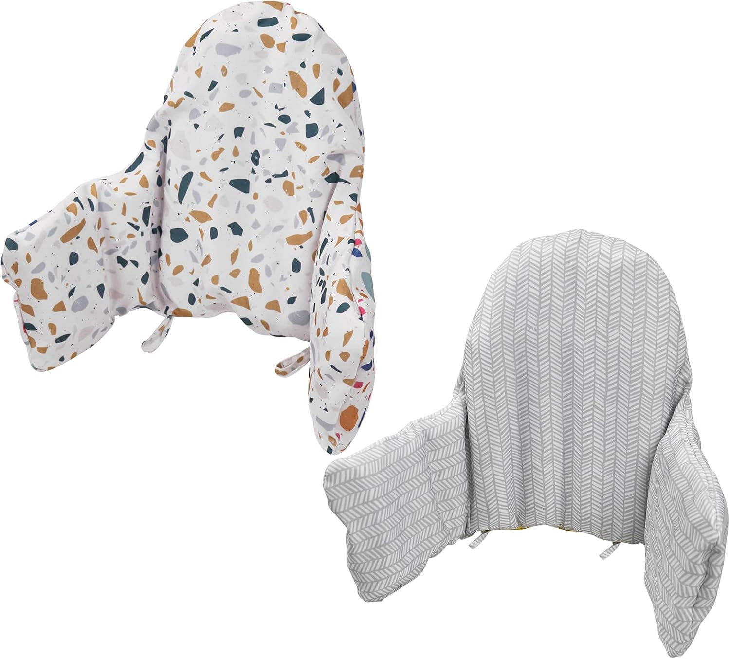 High Chair Cushion, Type High Chair Cover Pad, 2 Pieces Pad for High Chair,Highchair Cushion for IKEA Antilop Highchair, Built-In Inflatable Cushion (Gray Stripes and Stone Flowers) image number 5