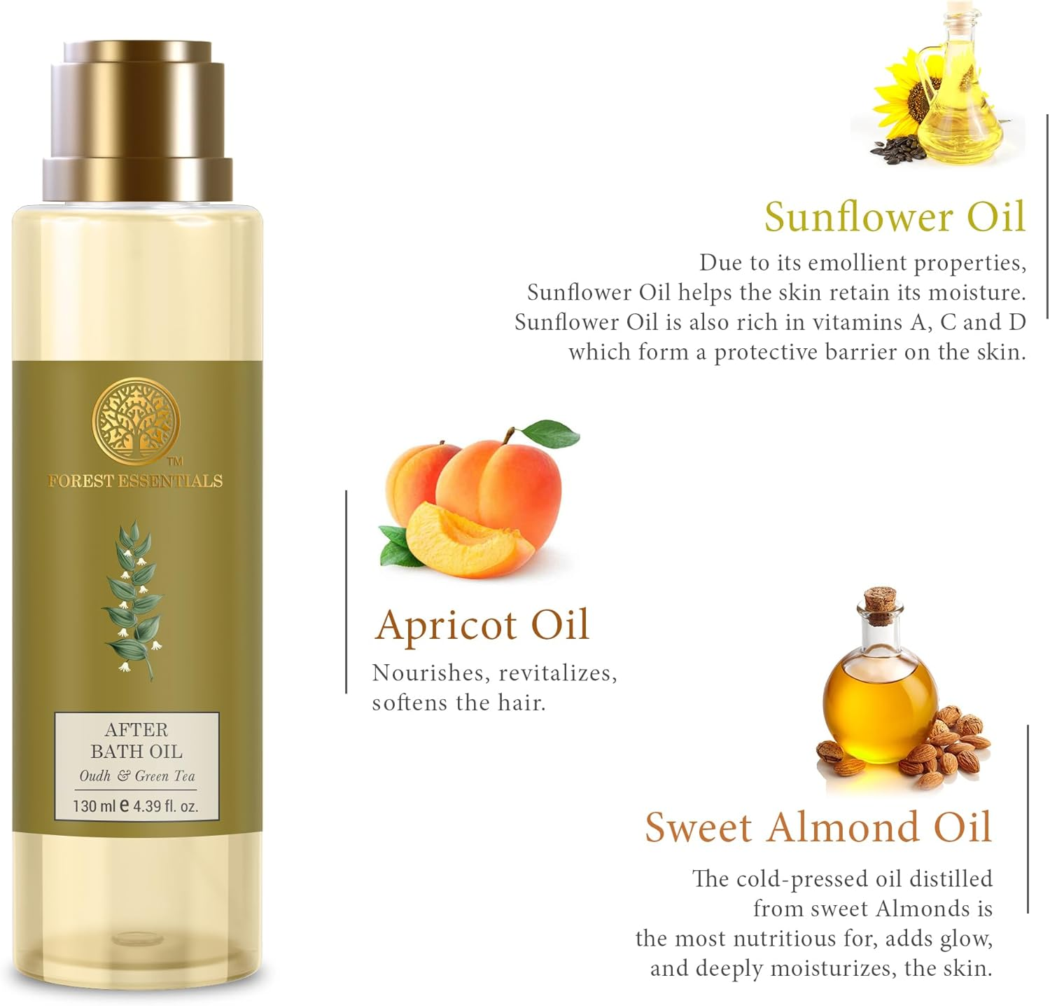 Forest Essentials after Bath Oil Oudh & Green Tea 130 Ml (Body Oil)