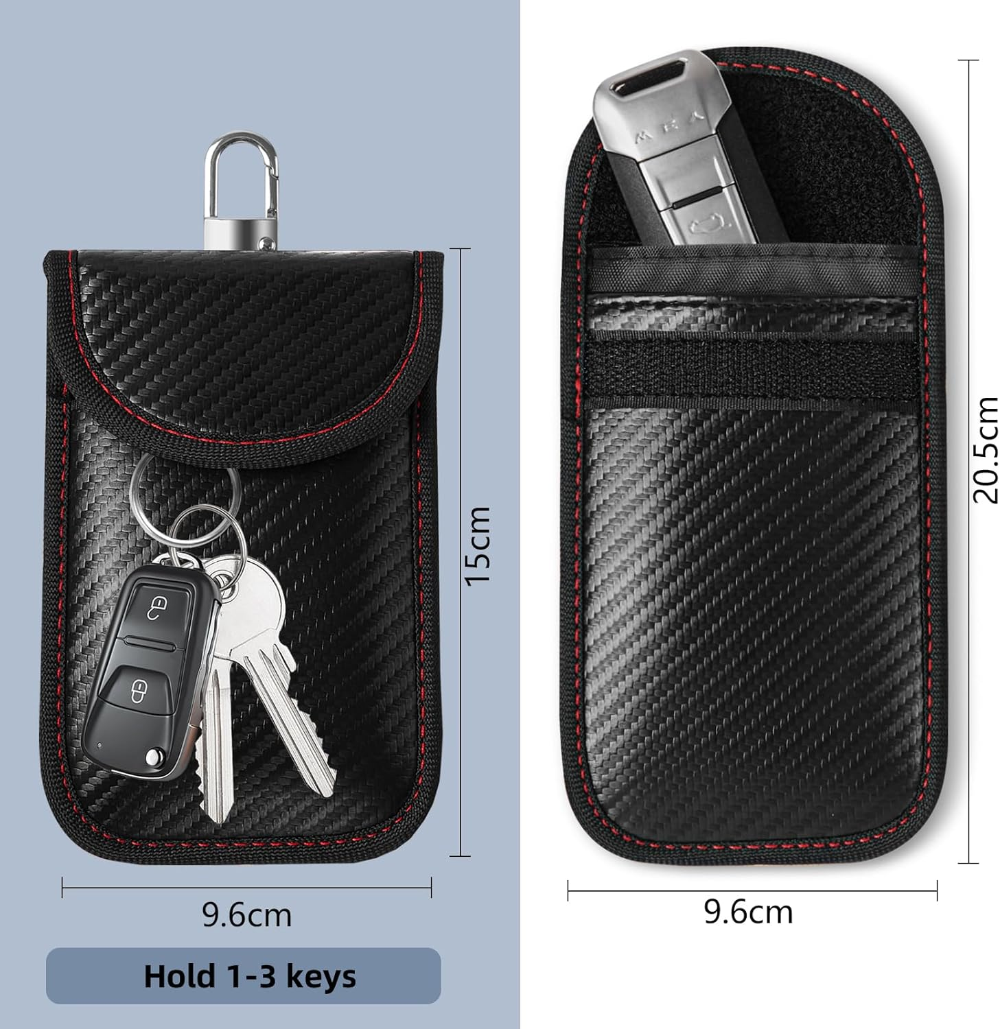 2 Pack Faraday Pouch for Car Keys, RFID Key Pouch Keyless Car Blocker, Car Key Signal Blocking Pouch, Blocking Signal Keyless Entry Car Keys Case (Red+Red) - Green+Blue image number 4
