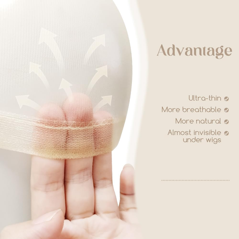 Dreamlover Hair Net for Wigs, Wig Caps for Lace Wigs, Wig Cap, Transparent Wig Cap, Beige, 12 Pieces