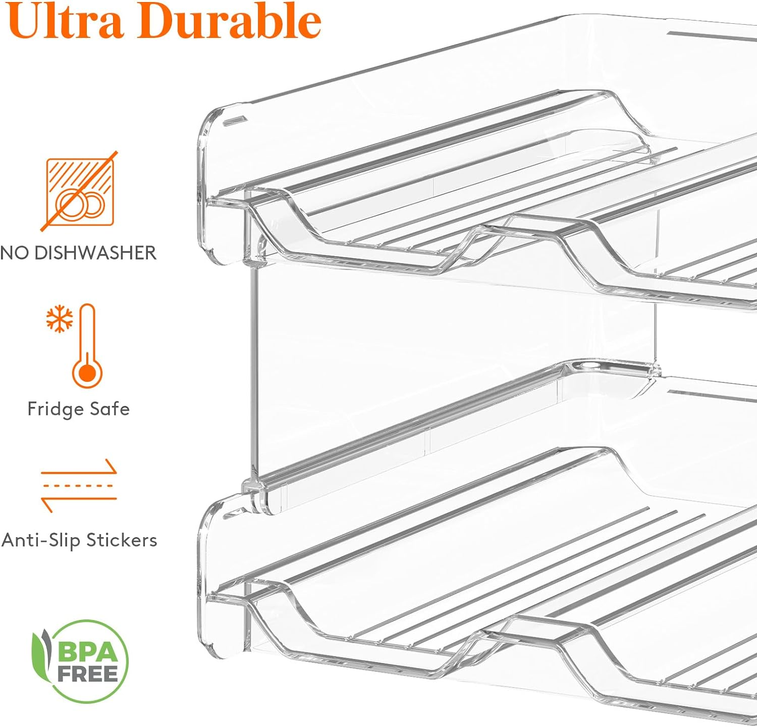 Lifewit Plastic Stackable Wine Rack for Refrigerator, Cabinet, Countertop,Wine Bottle Holder, Water Bottle Organizer for Fridge, Pantry, Hold 4 Bottles image number 2