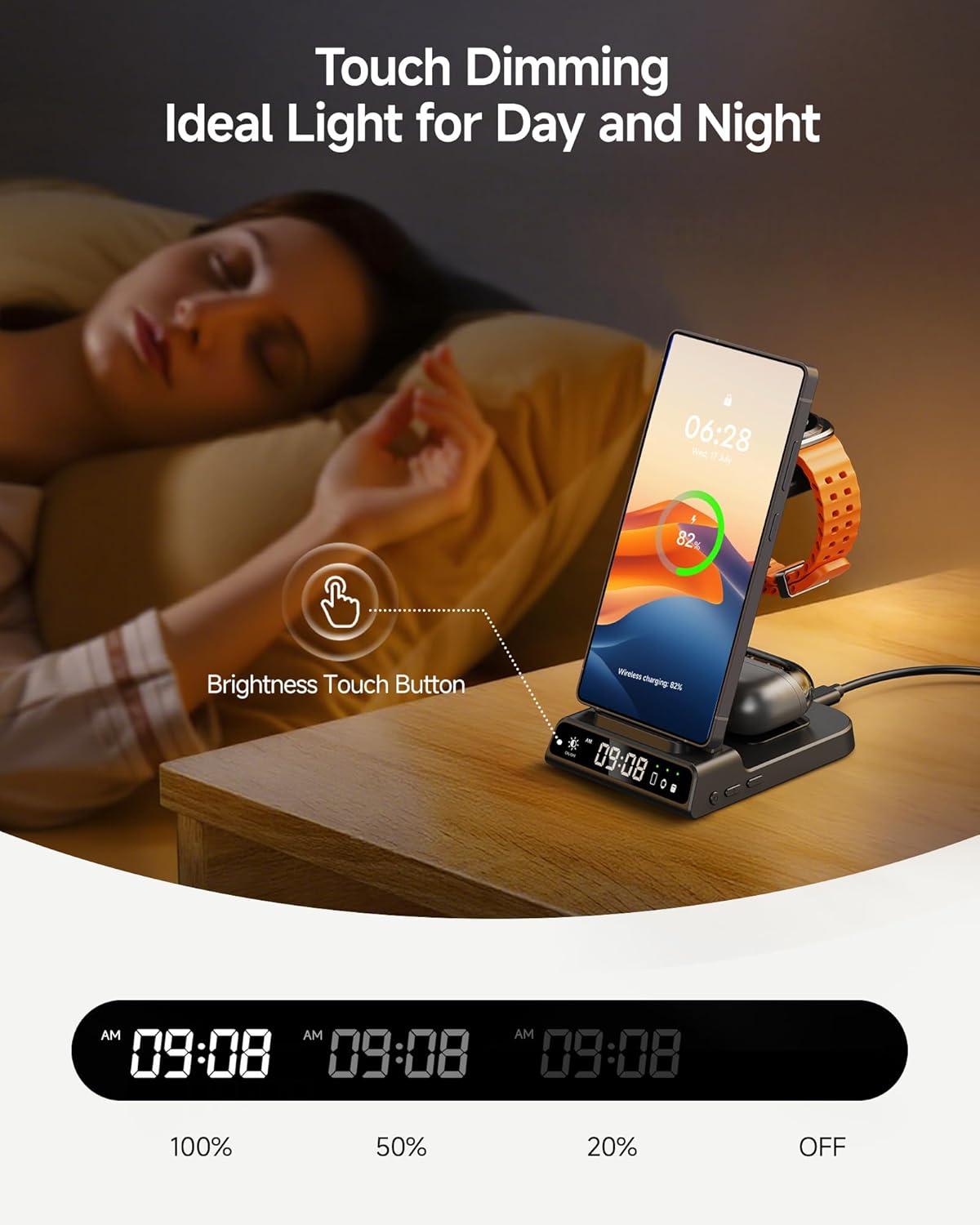 Wireless Charger for Samsung Devices, Wireless Charging Station for Samsung S25 Ultra/S25+/S25/Z Flip7/S24/S23/S22/S21, for Galaxy Watch 8/8 Classic/7/Ultra/6/5/4, Galaxy Buds3 Pro (No Adapter) image number 2