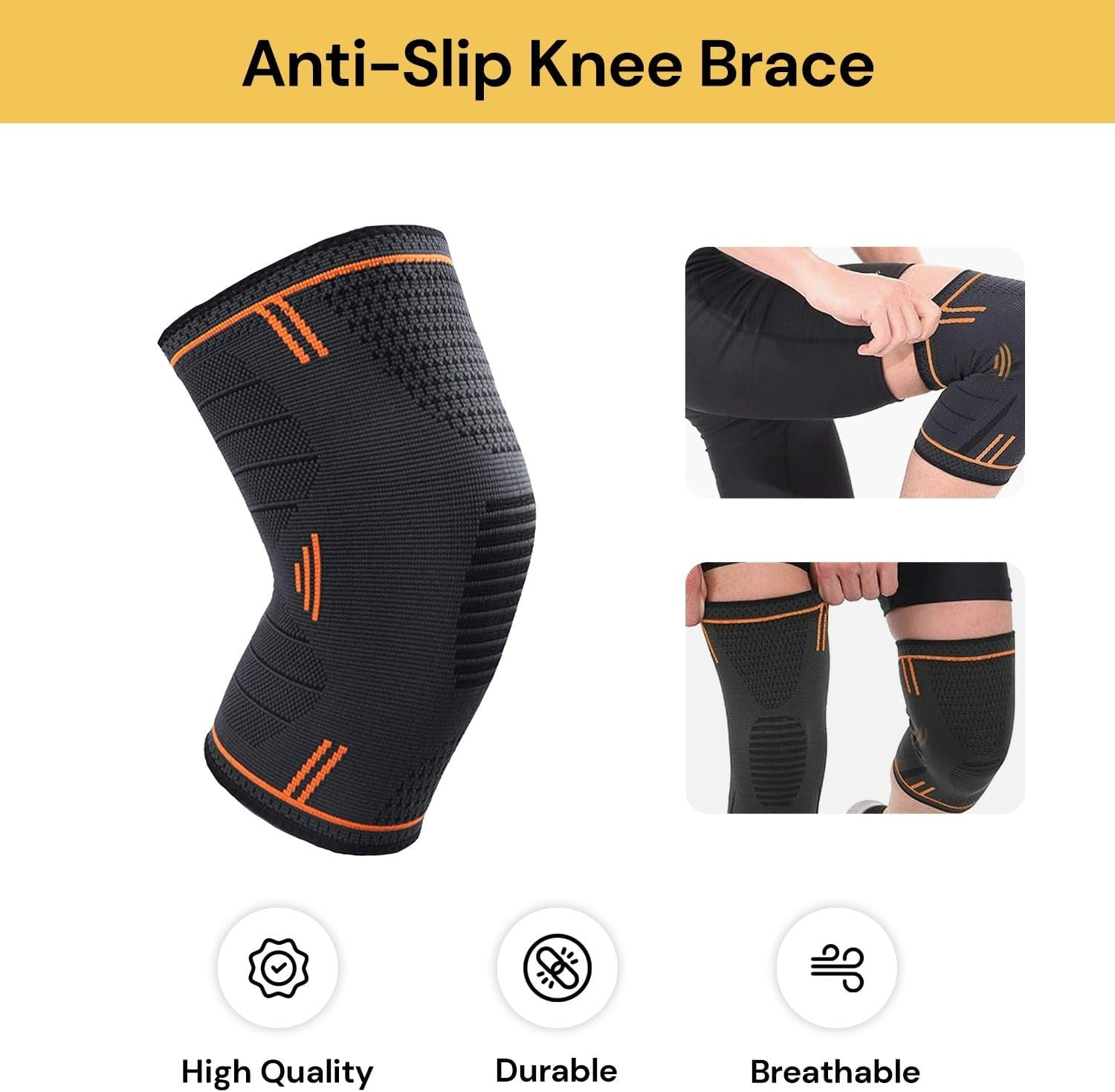 EZONEDEAL Knee Braces for Knee Pain, Knee Compression Sleeve for Men and Women, Knee Support for Meniscus Tear, Running, Weightlifting, Workout, ACL, Arthritis, Joint Pain Relief, Sports (1PCS) (S) image number 3