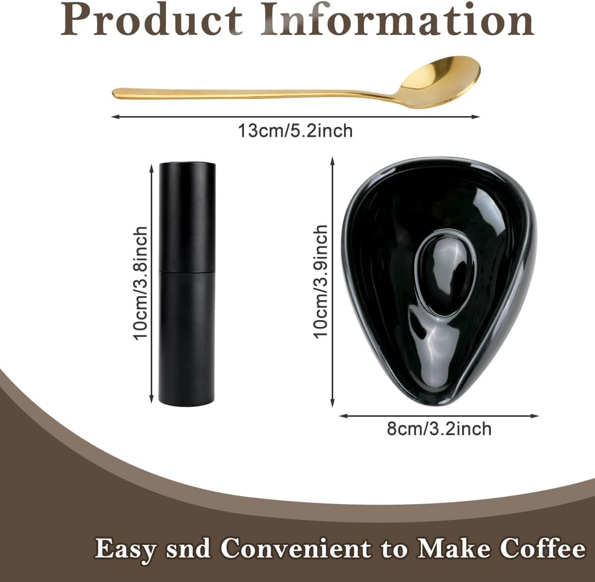 TNTAIAHL Coffee Bean Dosing Cup, Ceramic Measuring Cups and Spray Bottle Set for Espresso, Coffee Bean Container, Weigh Tray Is Coffee Bar Accessorie for Coffee Lovers (Black) image number 1