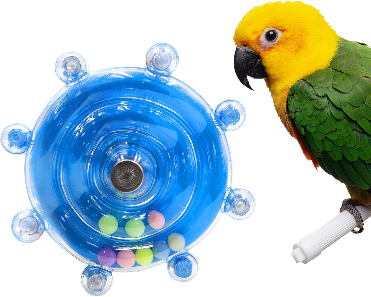 Bird Toys for Parakeets, Interactive Spinner Rattle Budgie Toys, Rotating Wheel Chew Parrot Toys for Medium Birds Small Cockatiels Conures Enrichment Toy (Blue) image number 5