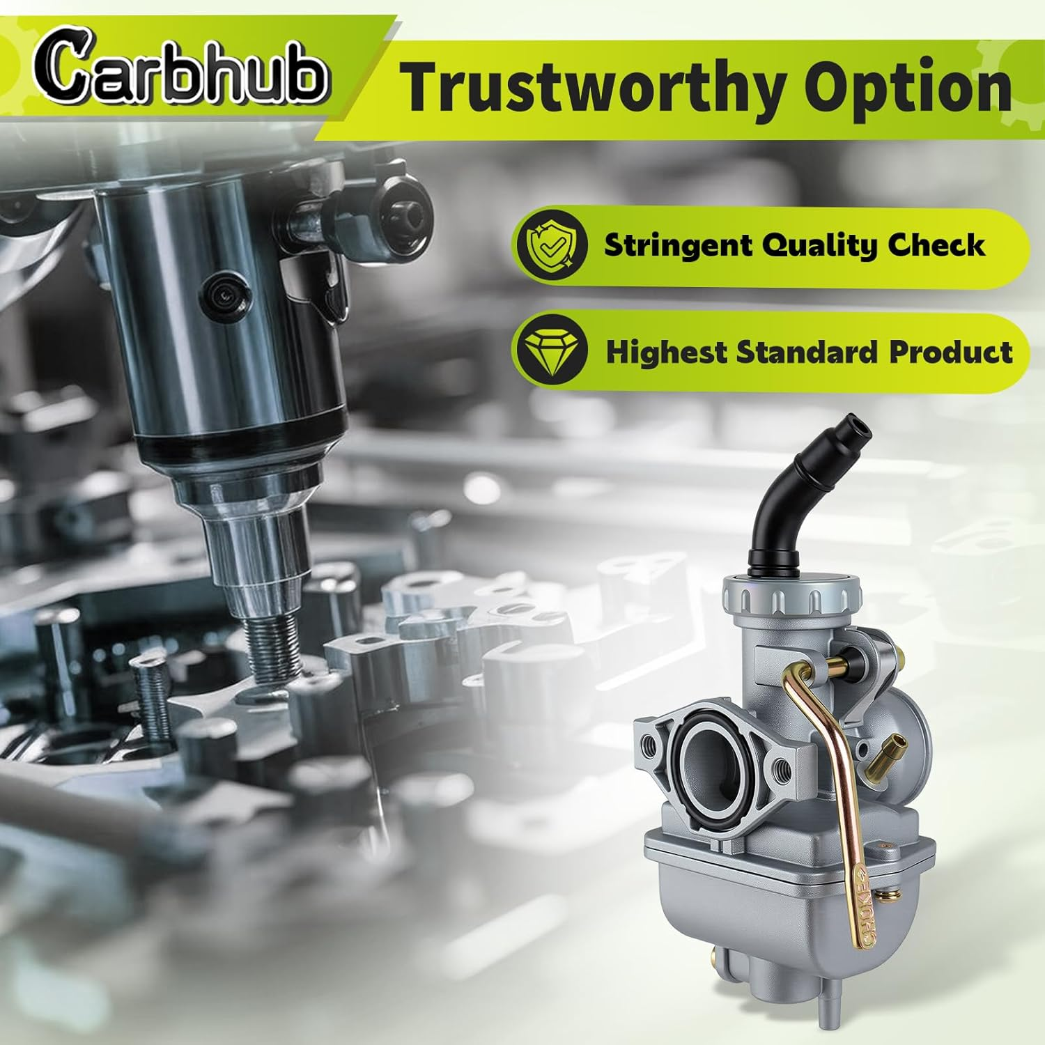Carbhub PZ20 Carburetor for Kazuma Baja 50Cc 70Cc 90Cc 110Cc 125Cc Taotao 110B NST Sunl Chinese Quad 4 Stroke ATV 4 Wheeler Go Kart Dirt Bike Honda CRF50F XL75 CRF80F XR50R with Air Fuel Filter image number 3