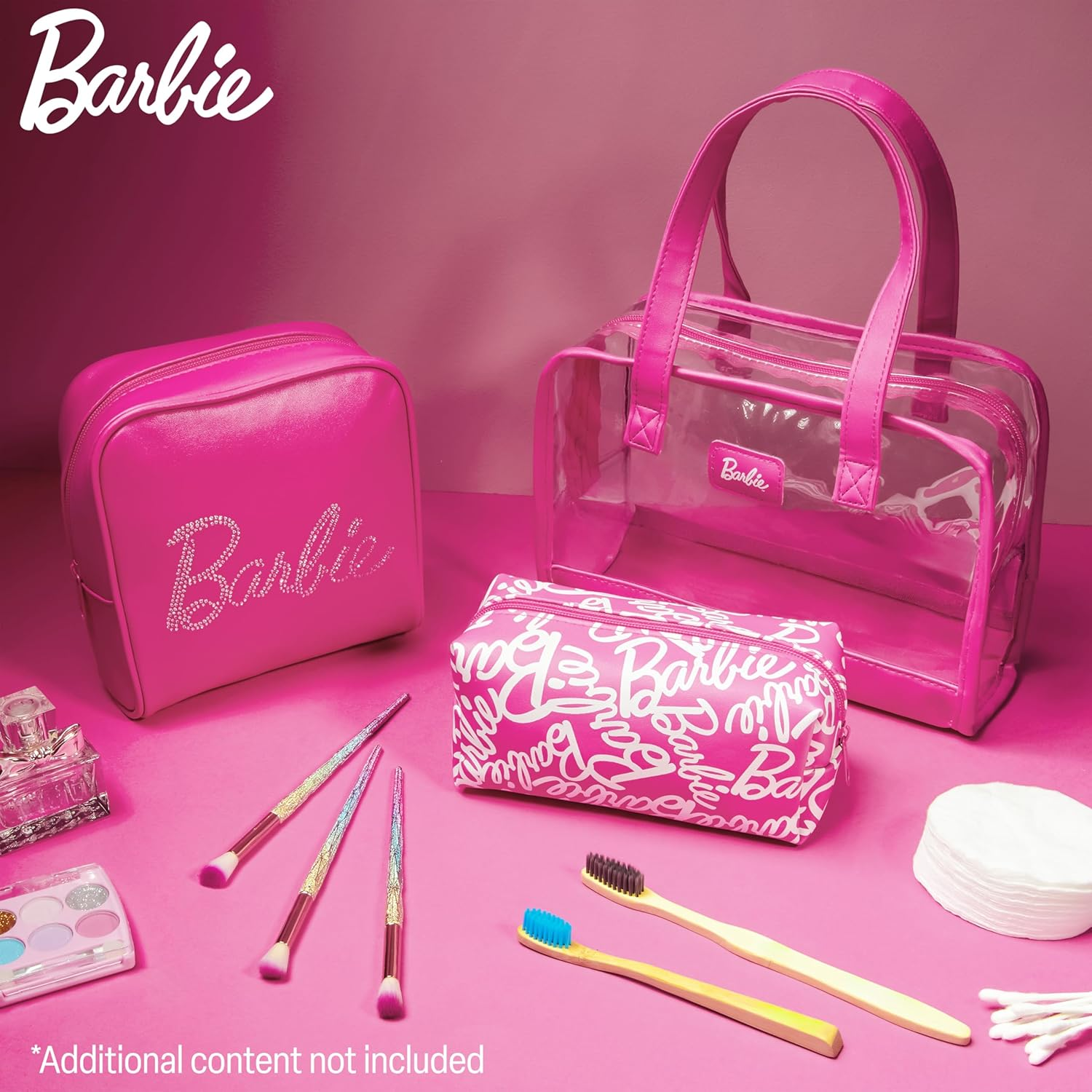 Barbie Toiletry Bags Set of 3, Zipped Wash Bag and Cosmetic Bag Holiday Essentials - Gifts for Her image number 1