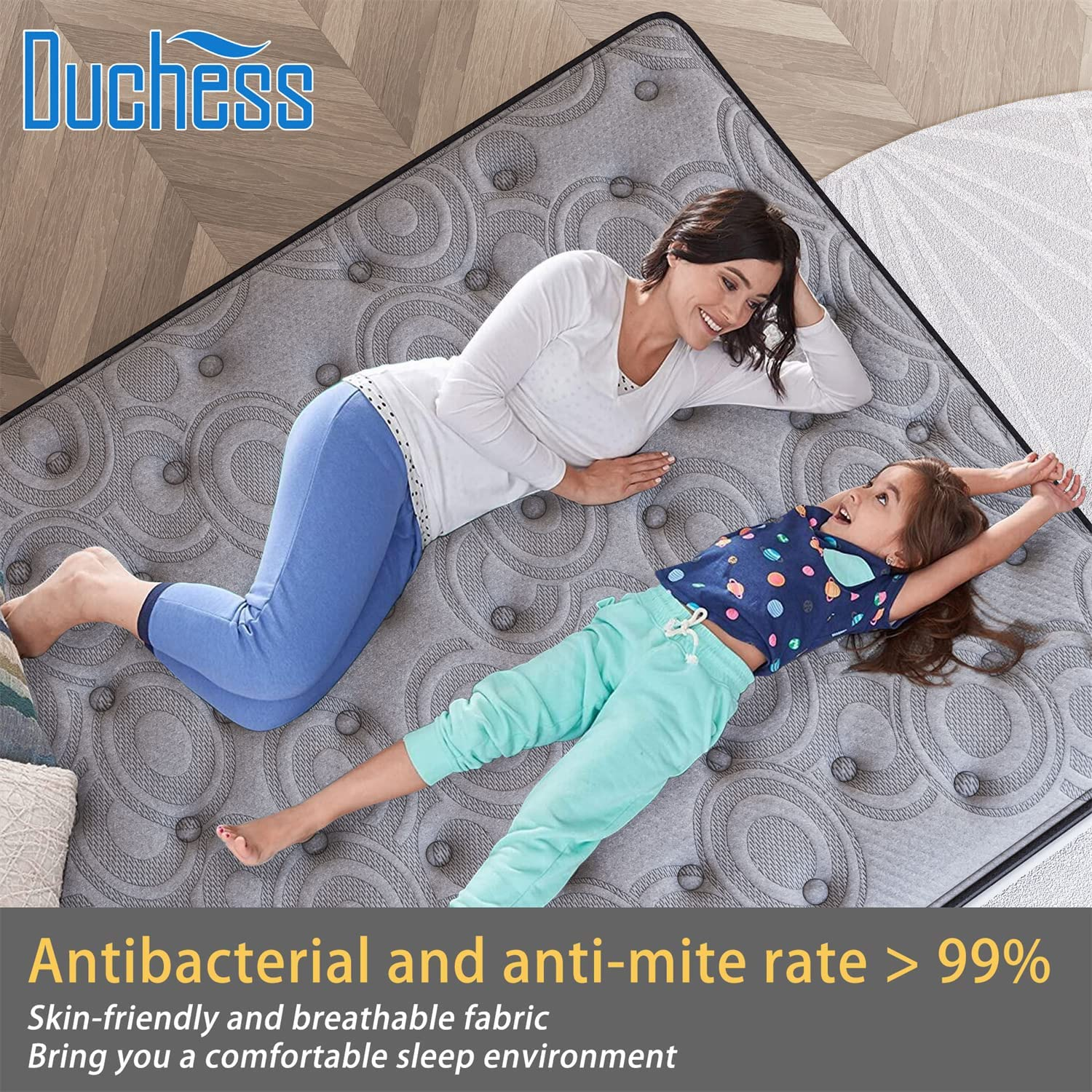 Duchess Hybrid Mattress Gel Memory Foam and Pocket Springs for Pressure Point Relief, High Density Layer for Medium Firm Feel Experience Deluxe Sleep Comfort (Euro Top-26Cm, Queen)