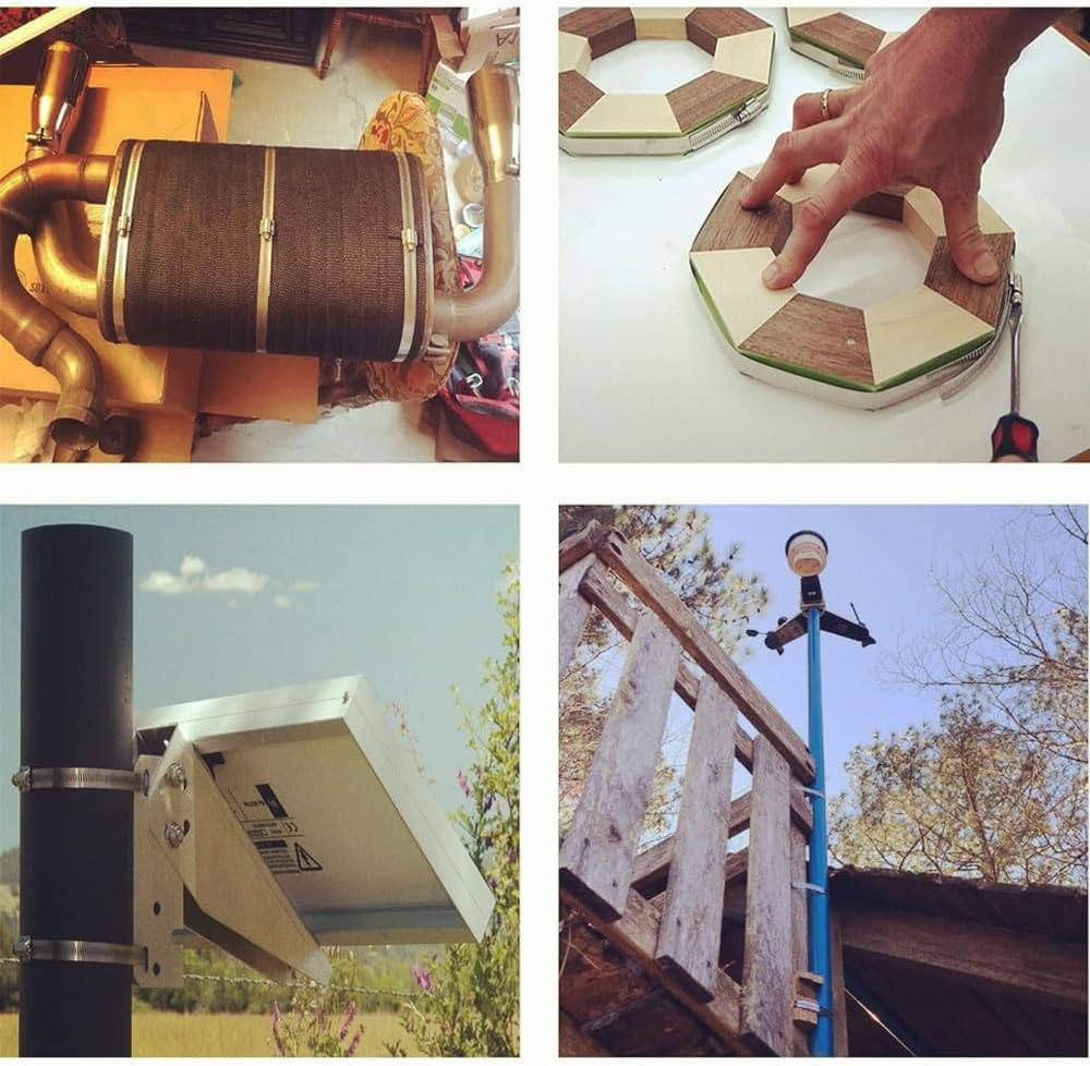 7Pcs 9.8 Feet Long Worm Gear Hose Clamp with Fasteners, 304 Stainless Steel Large Adjustable Pipe Clamps 6Pcs Fasteners for Ductwork, Pole Securing and Strapping image number 2