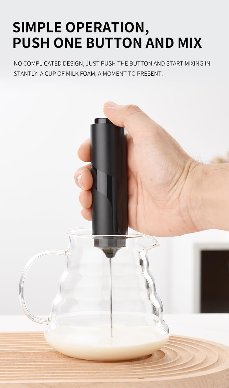 Milk Frother Handheld Electric Whisk Mini AA Battery Operated Foam Maker, 2 Speeds Food Grade Stirrer for Cappuccino, Frappe, Hot Chocolate, Compact Design for Barista & Home Use image number 2