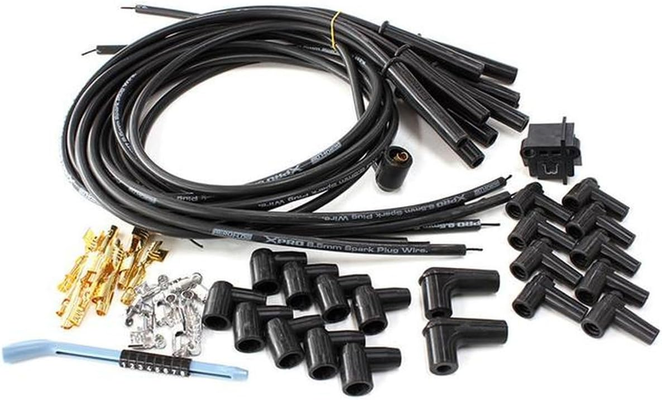 Aeroflow Lead Set Universal Black V8 Str Plug Ends Std & Hei