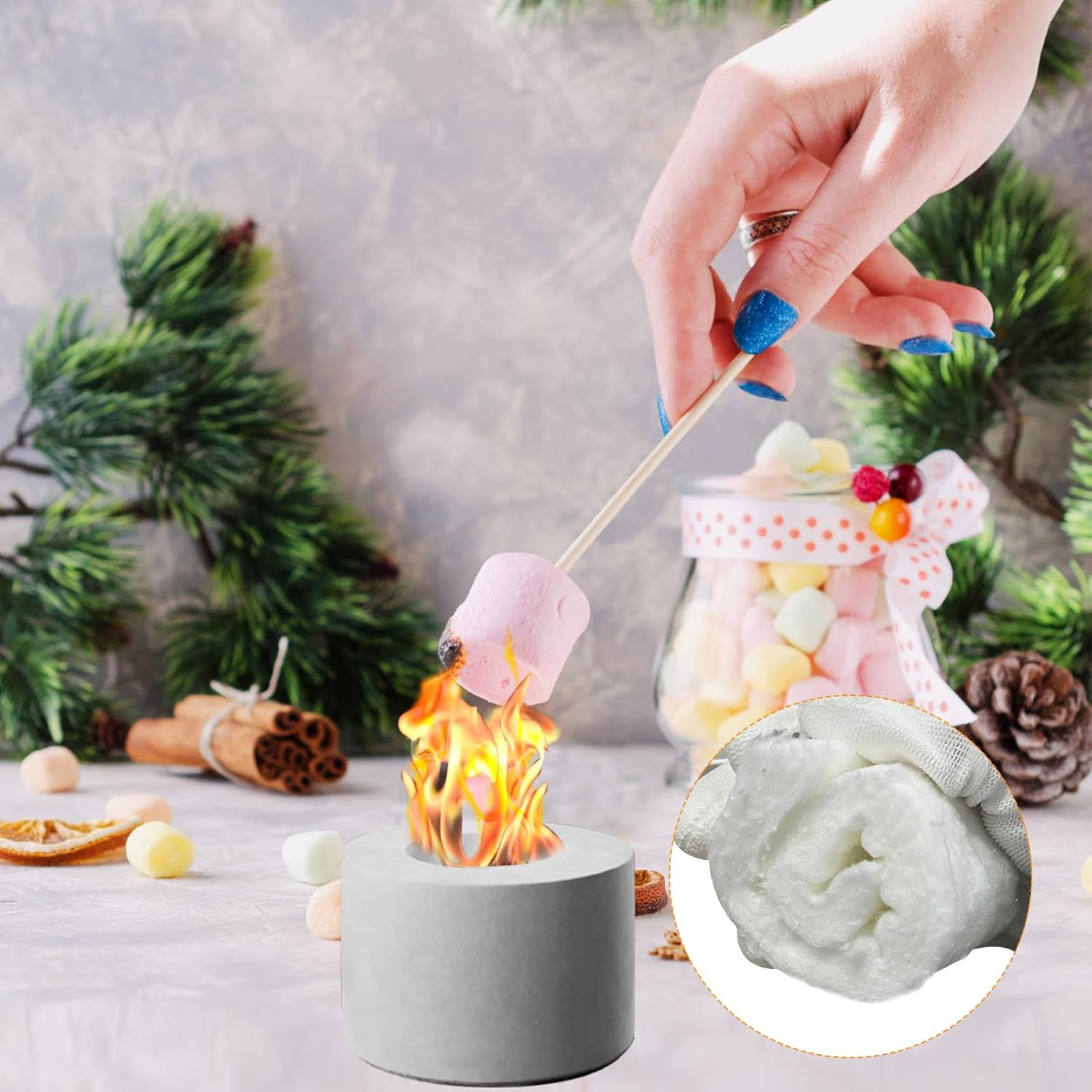 20 Pcs Ceramic Wool Wick for Tabletop Fire Pit, Carbon Felt Wick for Ethanol Fireplace Fuel Bioethanol Fuel to Extend Burning Time, Ceramic Fiber Insulation Wool Wick Sponge（8" L&times;2" W&times;0.4" H） image number 5