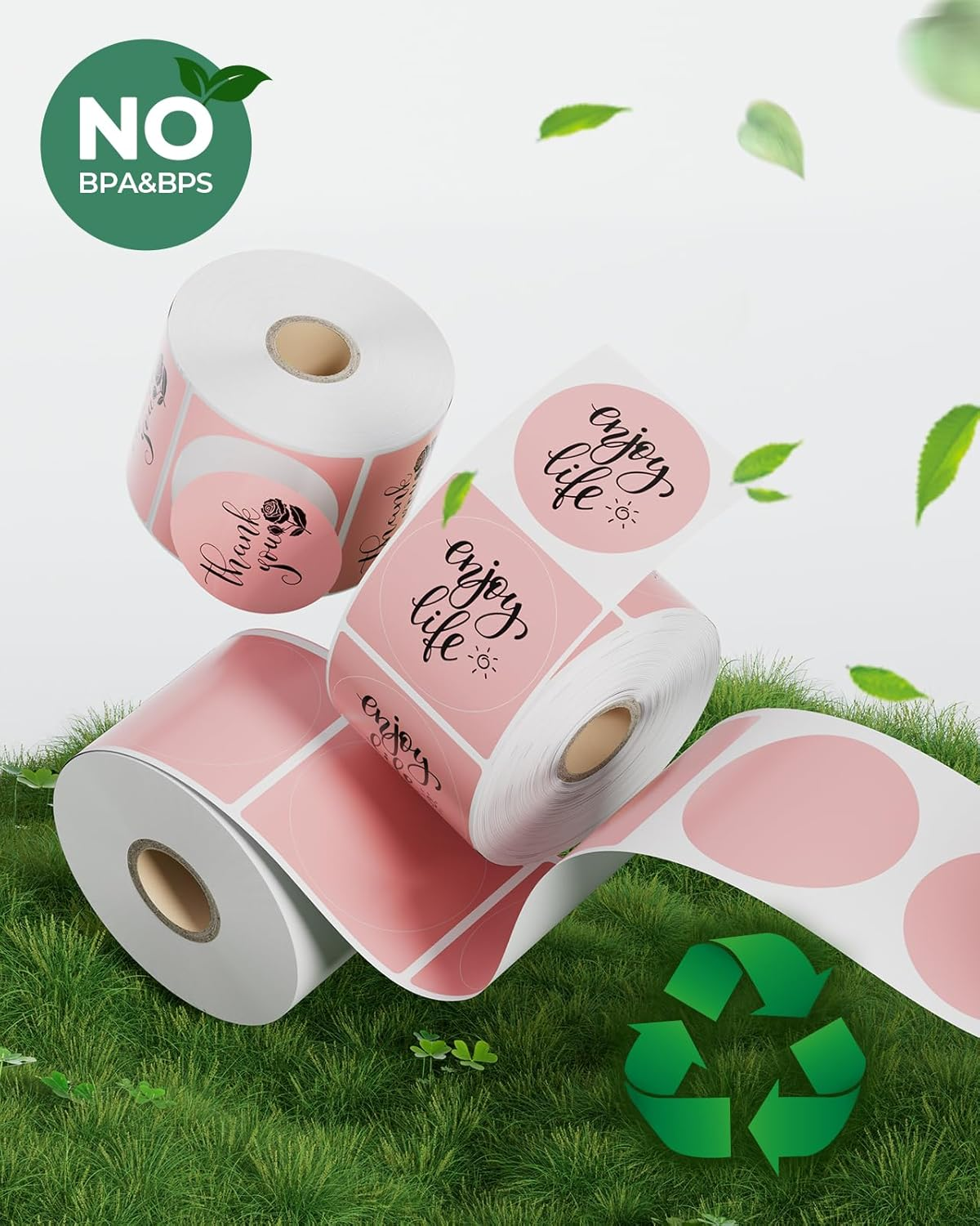 MUNBYN 2 Inch Pink Circle Thermal Stickers, Self-Adhesive round Direct Thermal Labels, Multi-Purpose Roll Stickers for DIY Logo Design, QR Code, Name Tag, Inventory - Pink 750 Labels/1 Roll image number 3