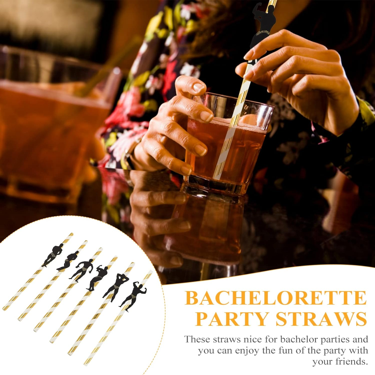 Jojofuny Bachelorette Party Decorations Straws Dancer Straw I Bridal Shower Supplies Crazy Silly Party Straws Drinking Favors Striper Games image number 1