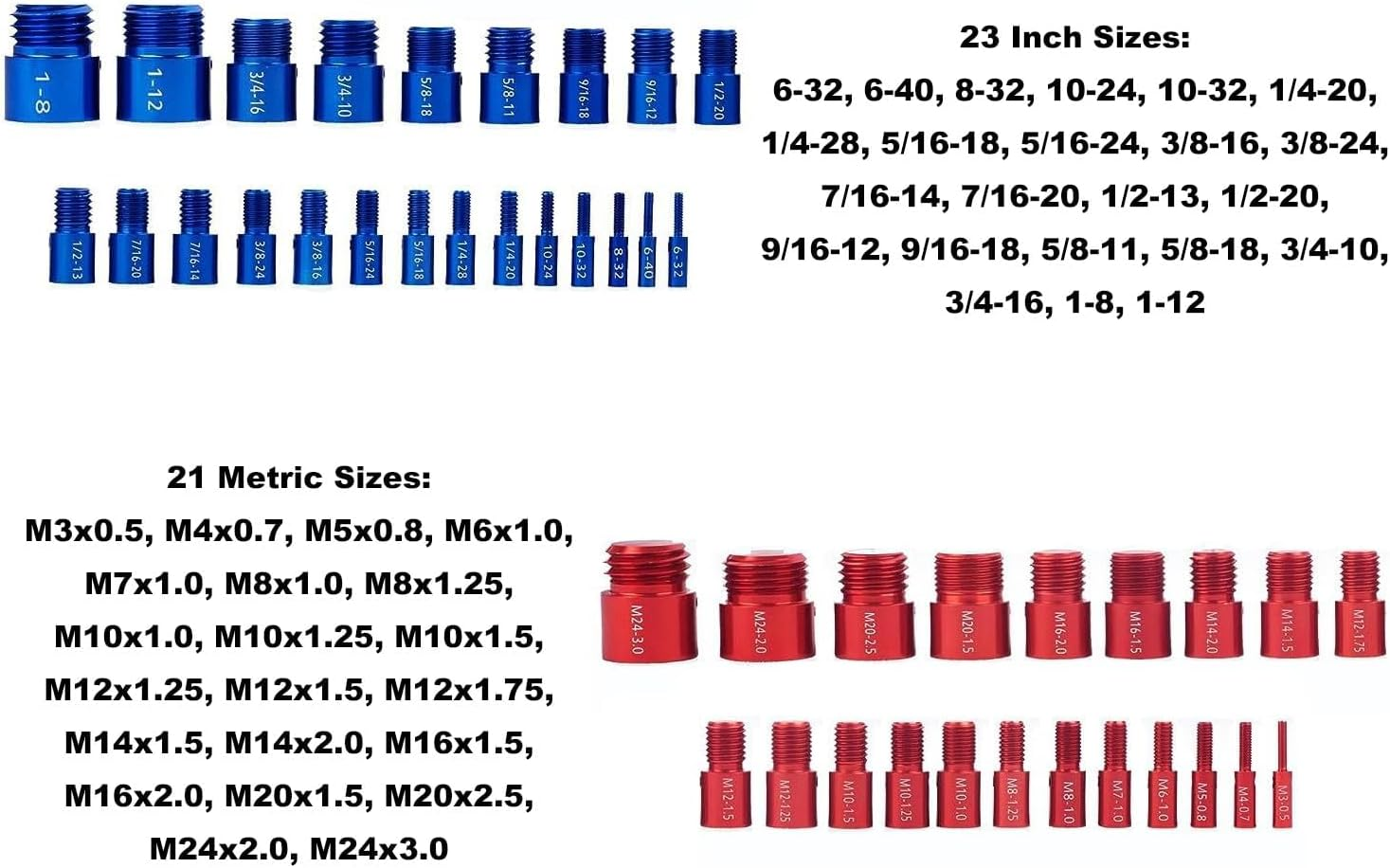 44Pcs Thread Checker, Inch & Metric Thread Gauge, Nut and Bolt Thread Identifier, Precise Nut Bolt Thread Checker, Male & Female, Machinist Tools with Tool Box PVC Case image number 3