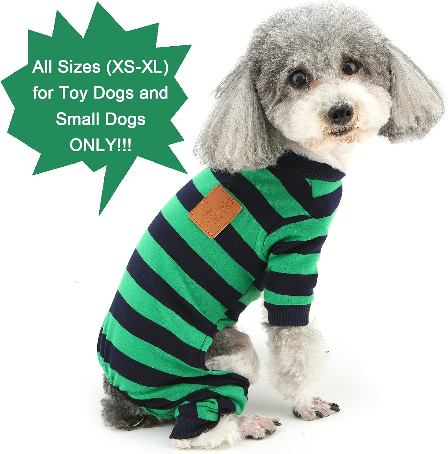 Zunea Dog Pajamas for Small Sized Dog Girl Boy Striped Puppy Sleeping Clothes Full Cover Overalls Jumpsuit Soft Breathable Summer Pet Pjs Doggie Chihuahua Yorkie Toy Poodle Apparel Green S