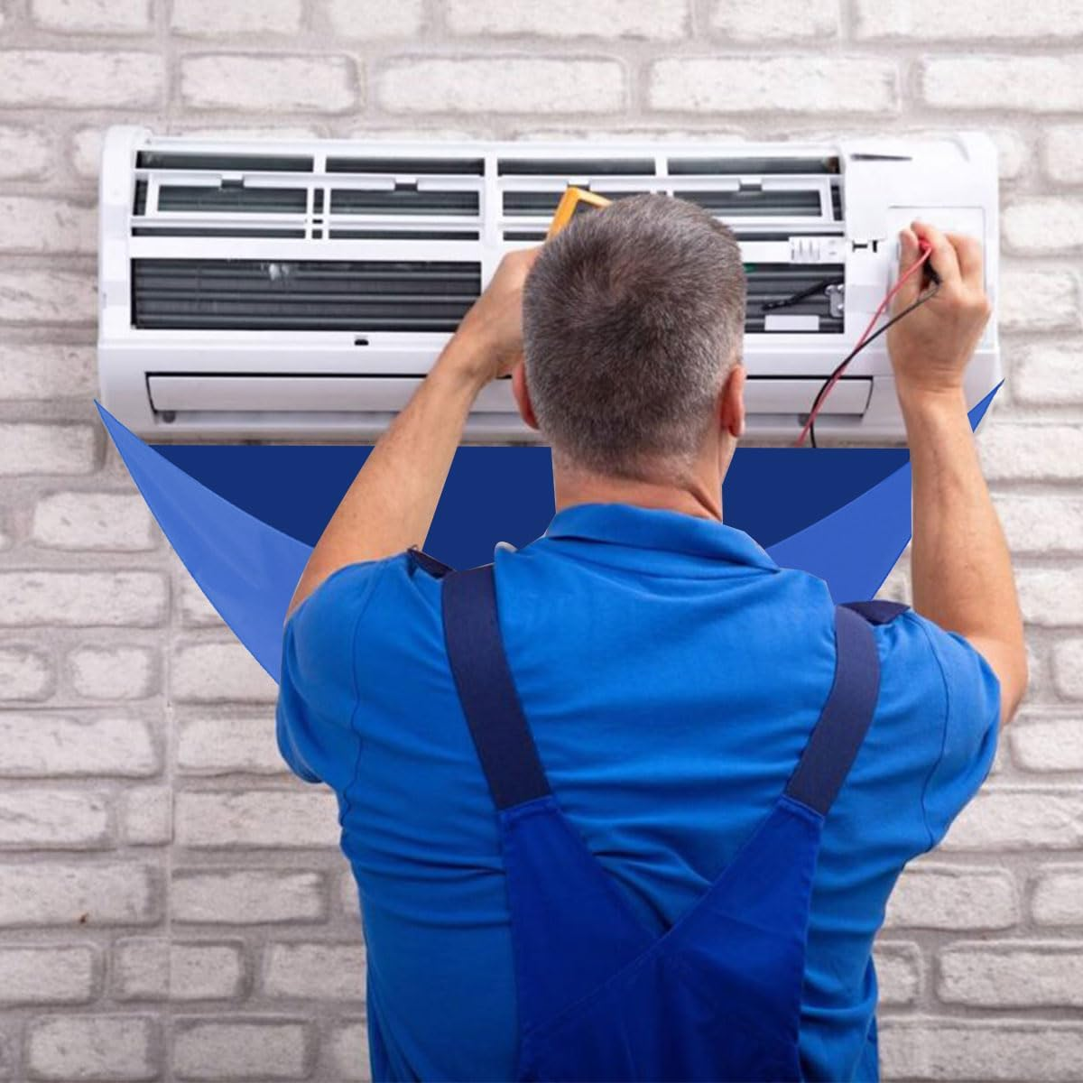 Air Conditioning Cleaning Kit, Air Conditioning Cleaning Case, Water Bag for Air Conditioning, Air Conditioning Lid, Dust Washing Tool, Wall Mounted Air Conditioner, with Drain, with Brush, Blue image number 6