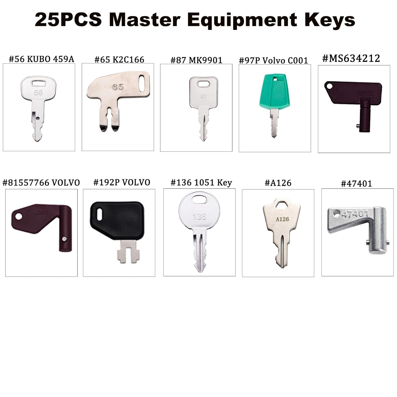25 Ignition Starter Plant Key Set, Universal Plant Dumper Machine Replacement Ignition Switches Keys for Machinery Plants, Agricultural, Excavator,Trucks, Graders, Dozers, Backhoes. image number 2