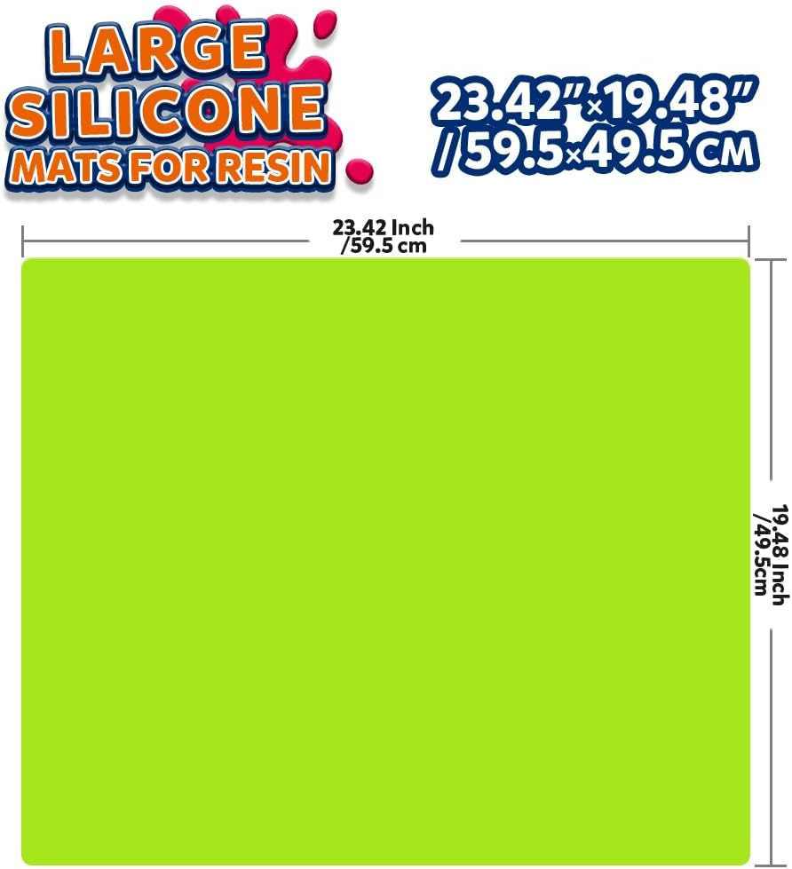 LEOBRO 2 Pack 59.5 X 49.5 Cm Oversize Silicone Mats for Crafts, Thick Nonstick Silicone Craft Mats for Resin Molds, Multipurpose Silicone Mats for DIY Crafting Painting, Blue & Green image number 1