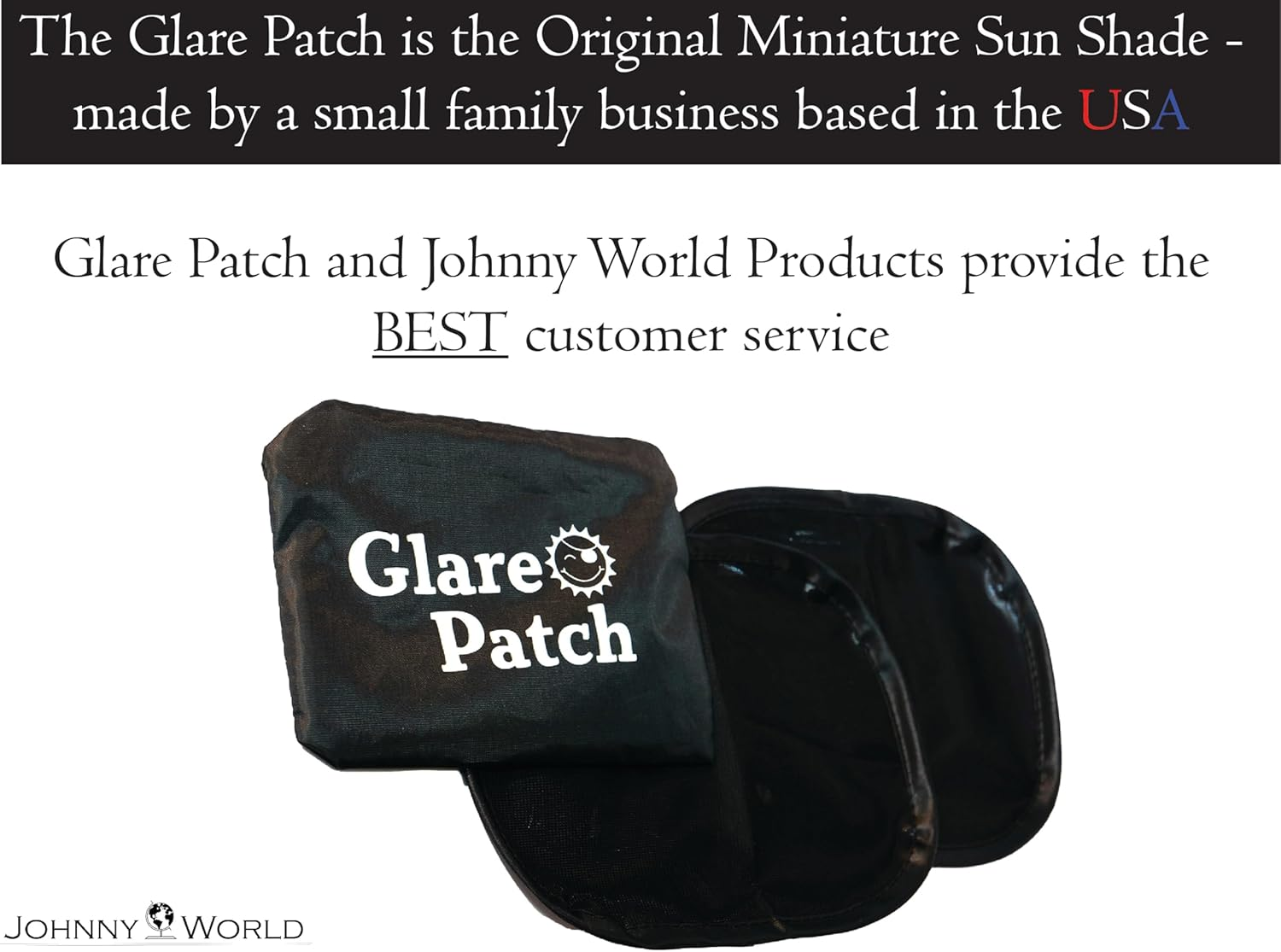 Glare Patch - a Miniature Sunshade! Use to Block Sun and Light Glare While Driving in Your Car. Pack of 2 with Included Case image number 2