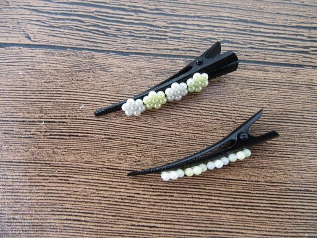 12Prs Metal Hair Clips with Rhinestone/Pearl Assorted image number 2