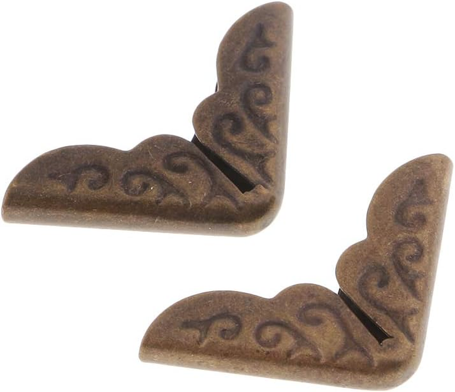 P Prettyia 100 Pieces Retro Book Scrapbooking Albums S Folders Corner Protectors Card File Metal Corners Book Protectors - 14X14Mm, Bronze, as Described