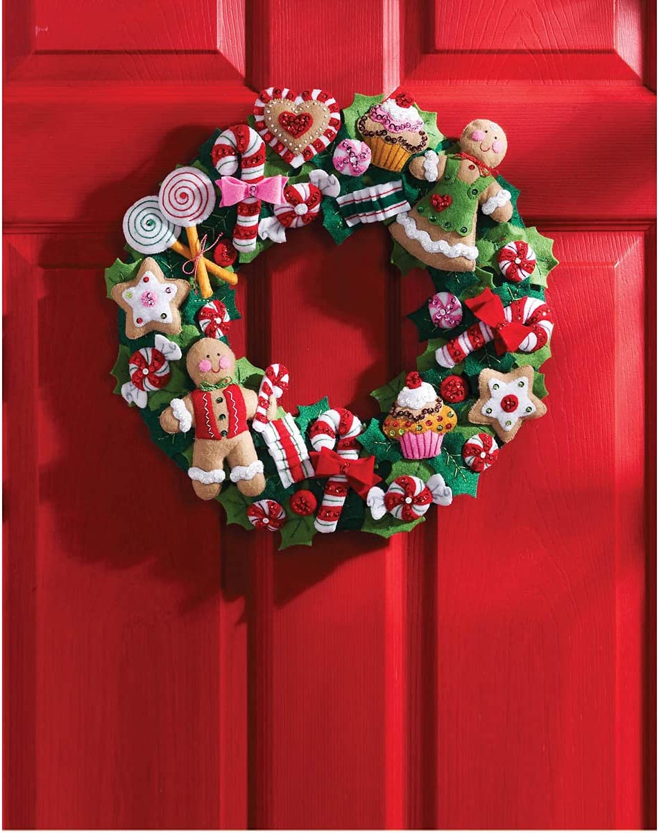 Bucilla Felt Applique Wreath Kit, 15-Inch Round, 86264 Cookies & Candy