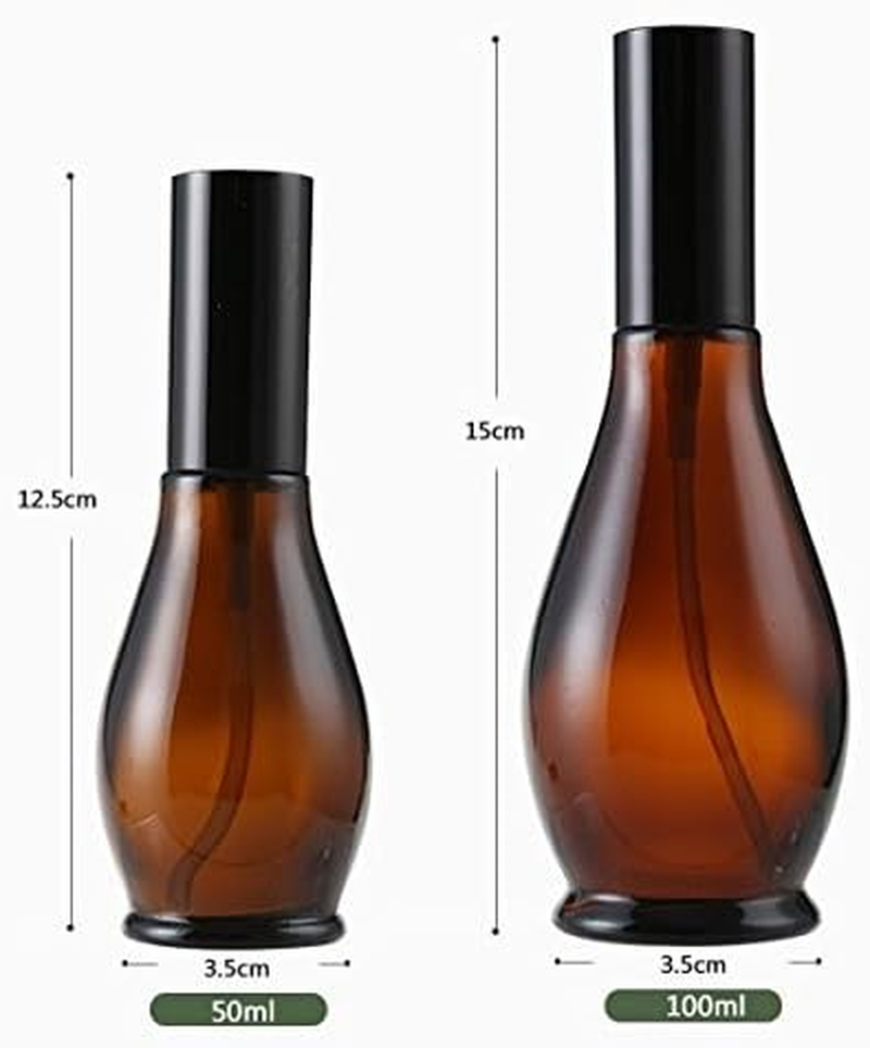 3PCS 50Ml/1.67Oz Empty Refillable Amber Glass Sprayer Bottles Cosmetic Perfume Storage Spray Containers with with Black Atomiser Sprays and Anti-Dust Cap for Essential Oil/Aromatherapy image number 1