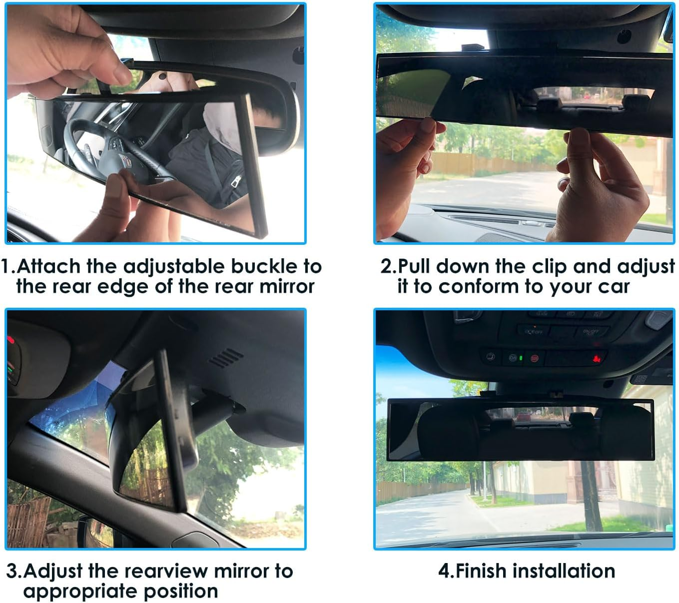 DS. DISTINCTIVE STYLE Wide Rear View Mirror Clip on 12 Inch Universal Panoramic Convex Interior Wide Angle Mirror image number 6