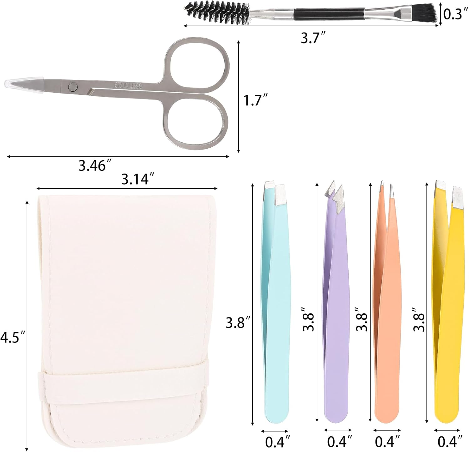 6Pcs Eyebrow Grooming Kit, Stainless Steel Eyebrow Tweezers (4 Types) + Eyebrow Brush + Eyebrow Scissors, Tweezers Set for Eyebrow Trimming, False Eyelashes and Daily Beauty Care image number 3