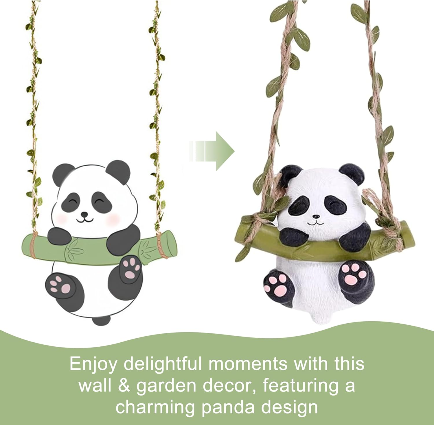Plush Panda Statue Decor, Cute Hanging Animal Statue, Garden Decor for Outdoor & Indoor Spaces &ndash; Weather-Resistant Hanging Decoration for Patio, Lawn, Yard, or Home Decoration image number 5