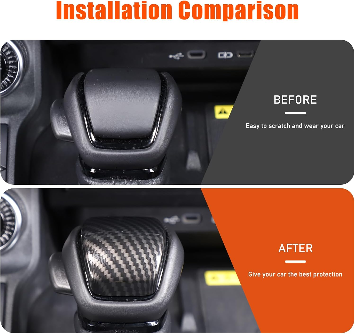 Gear Shift Knob Cover Trim Compatible with Toyota Land Cruiser Prado 250 2024-2025 Accessories | ABS Shifter Head anti Scratch Protector | 1PC Set (Carbon Fiber Pattern) - Carbon Fiber Pattern image number 3