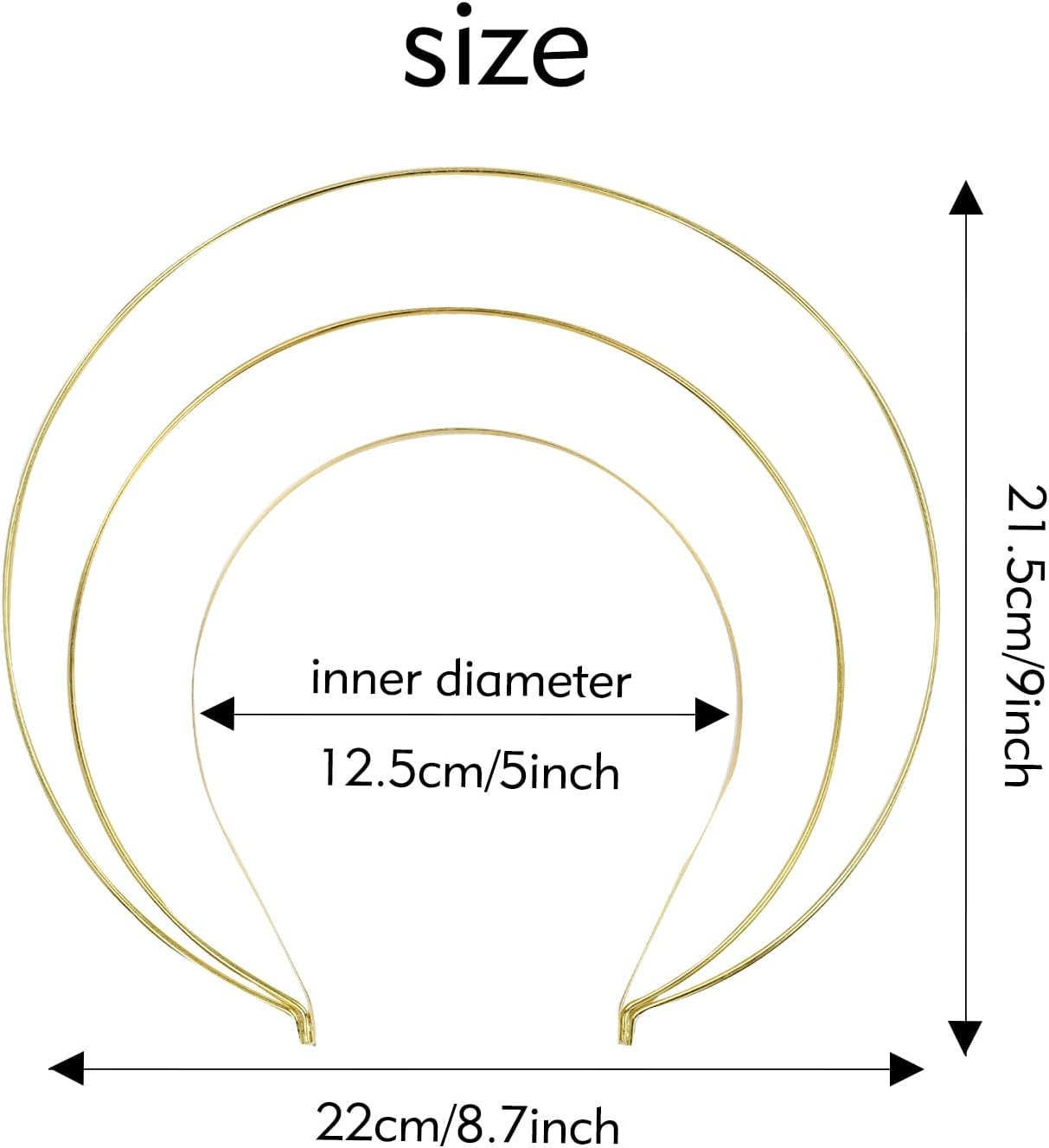 Gold Metal Queen Goddess Angel Halo Crown Headband Hairbands Tiara Hair Hoops DIY Craft Bands Headpieces Party Cosplay Costume Hair Accessories (6 Pack of 3 Layer) image number 2