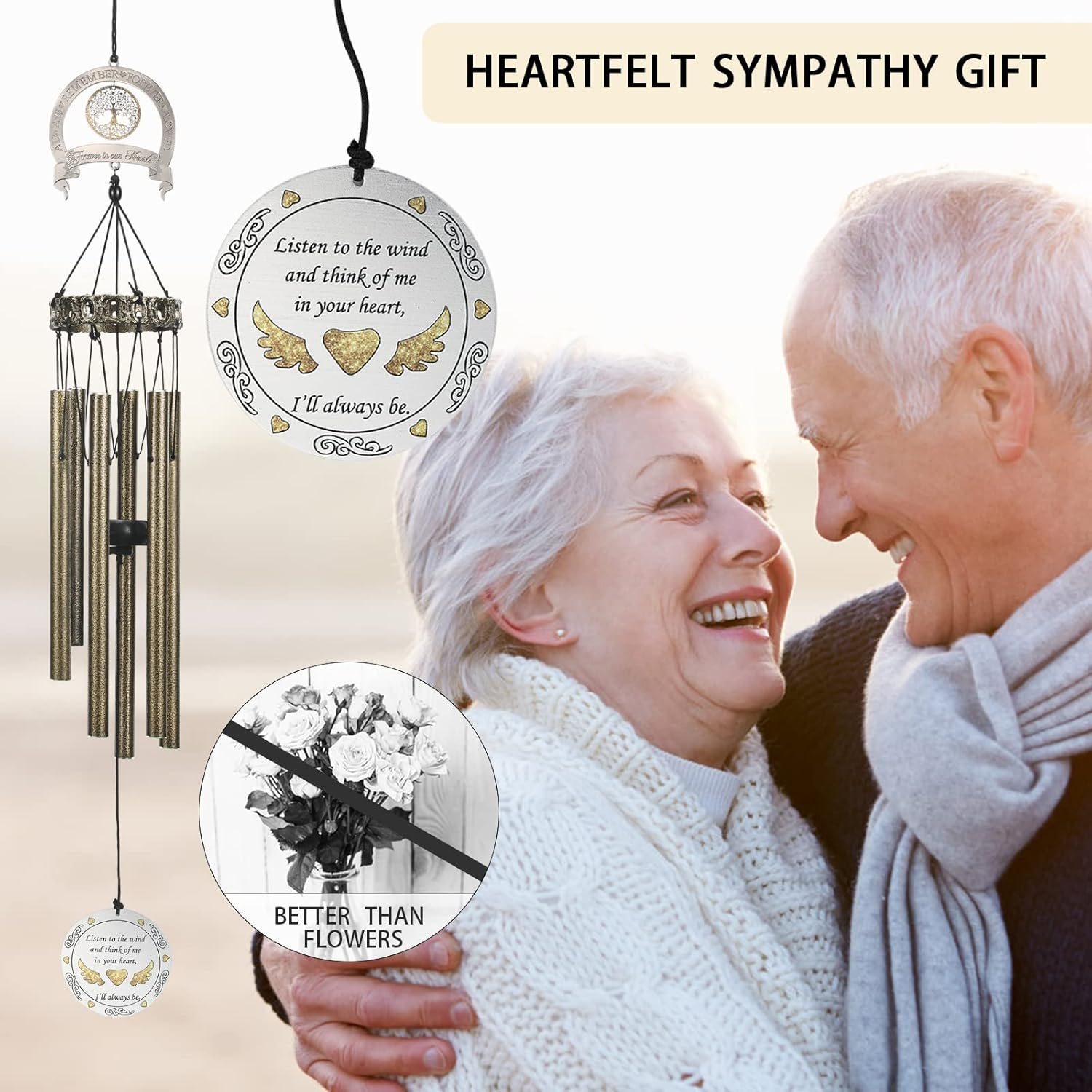 Memorial Wind Chimes with Tree of Life,Sympathy Wind Chimes for Loss of Loved One,Windchimes in Memory of a Loved One,Memorial/Sympathy/Remembrance Gifts,Wind Chimes for outside Garden & Home Decor image number 5