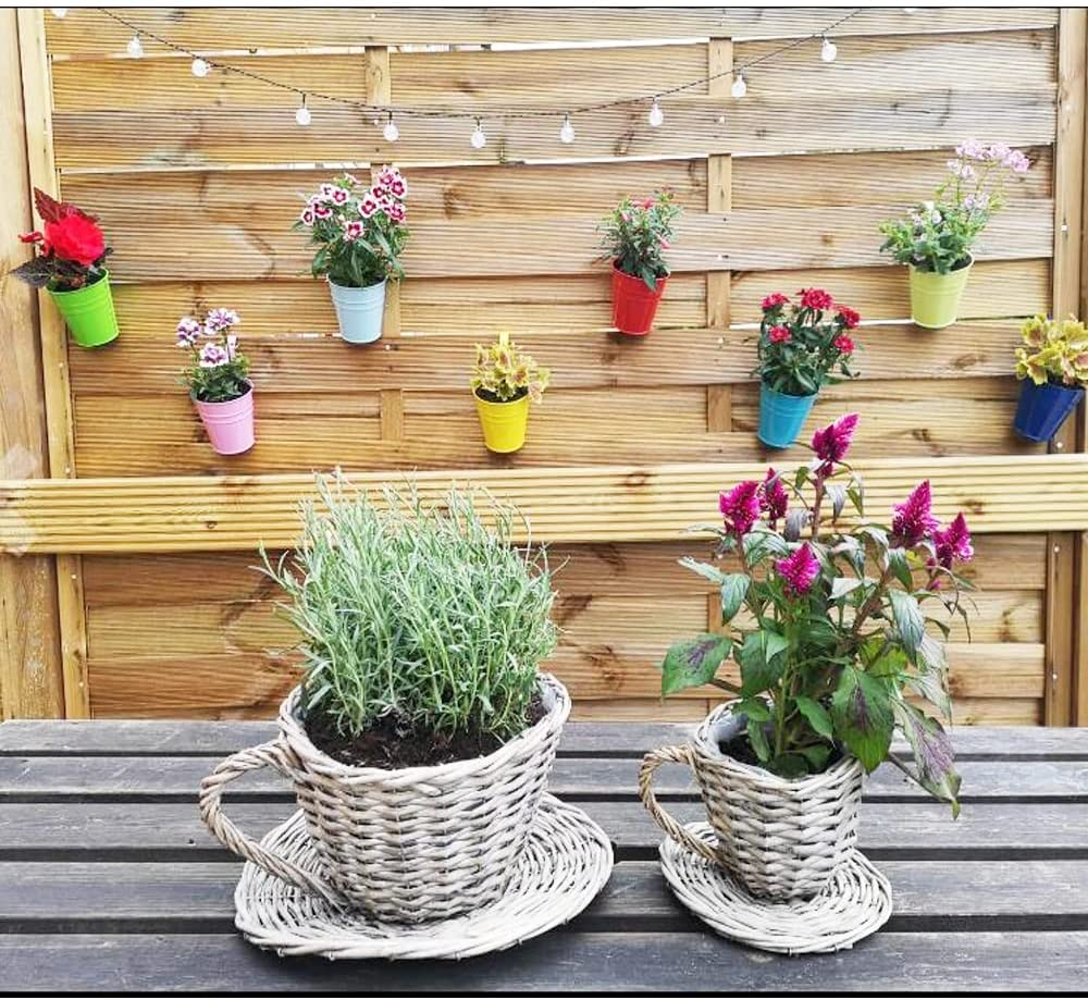 10 X Metal Iron Hanging Flower Pot,3.9" Hanging Balcony Garden Planter Home Decor,Garden Plant Pots Hanging Buckets Hanging Planter image number 4