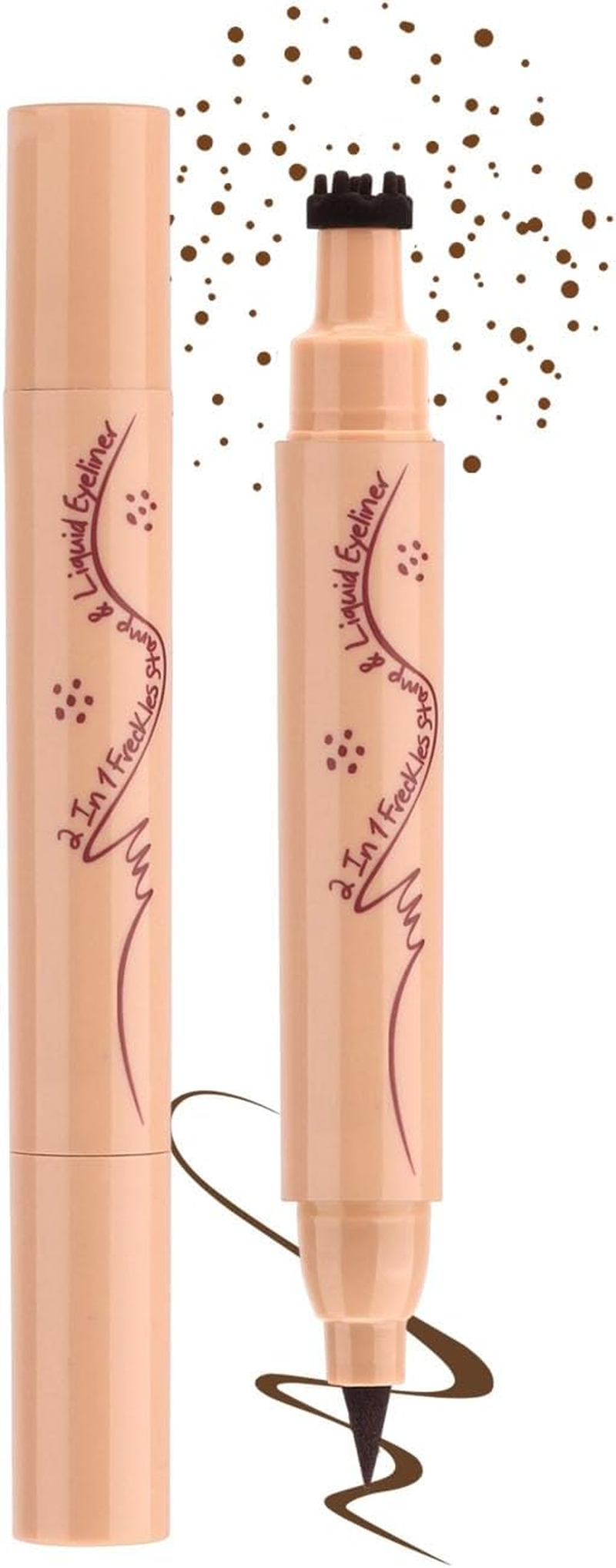 Ueiykoz Eyeliner Freckle Pen,2 in 1 Liquid Freckle Stamp & Smudge-Proof Liquid Eyeliner,Natural Long Lasting Waterproof Freckles Tattoo Pen,High Pigment(01# Light)